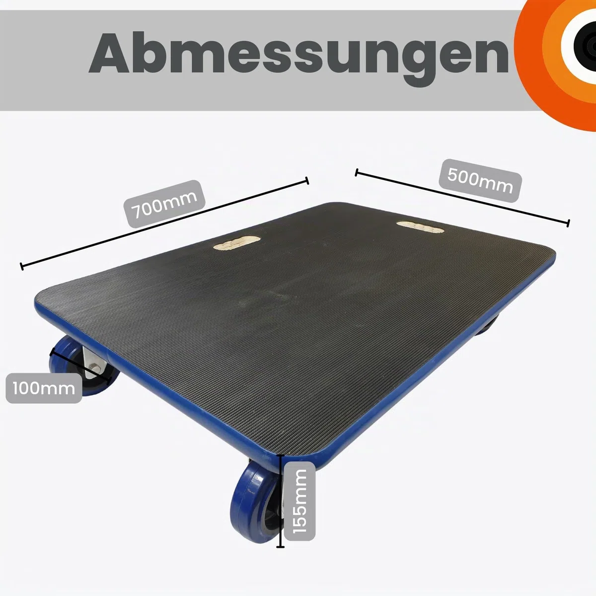 Move-It Transportroller, 450 kg Tragkraft, robuster Wagen zum Bewegen von Möbelgeräten, rutschfeste Unterseite, industrielle gewerbliche Nutzung, schwarz (70 x 50 cm)
