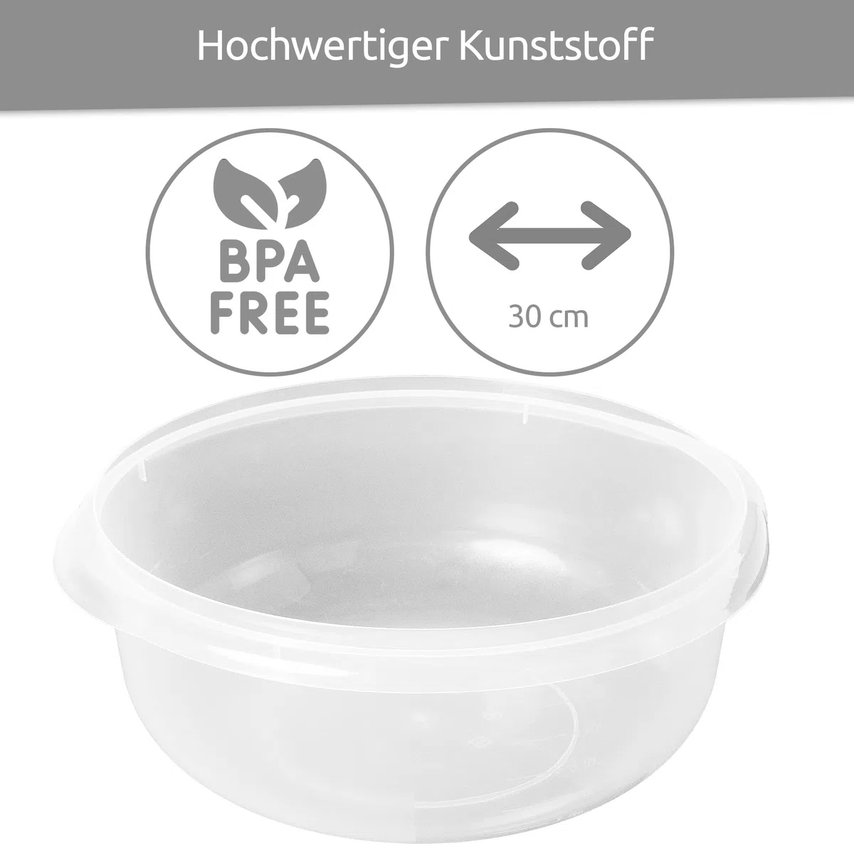 Wüllner & Kaiser Hefeteigschüssel mit Deckel, 6 l Teigschüssel inkl. Plopp-Deckel, große Schüssel für Hefeteig, weiß