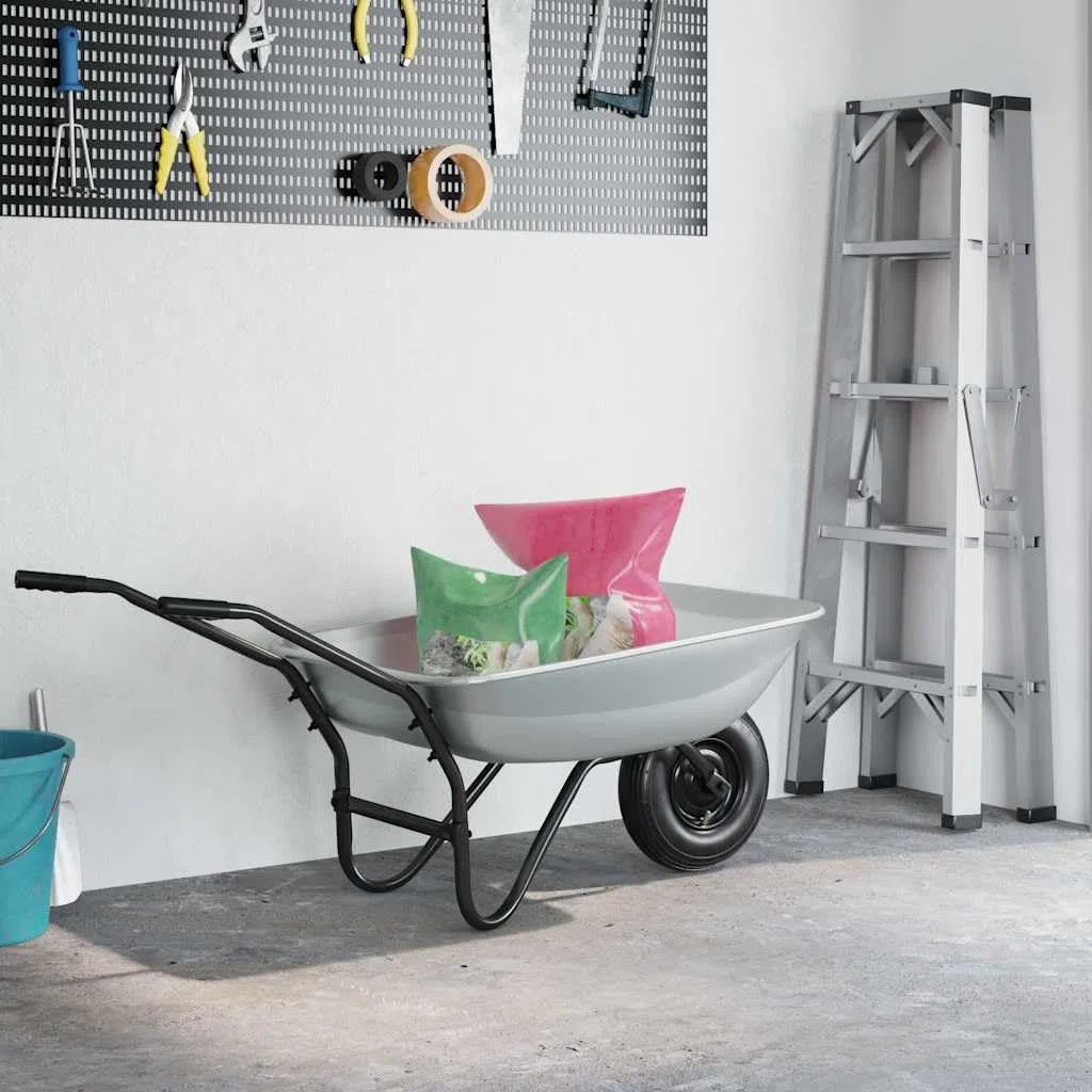 Metall Schubkarren Tray Silber 80 x 60 x 25 cm Stahl Schubkarrenschaufel Ersatz für Gartenarbeit