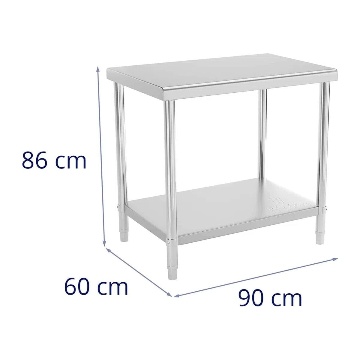 Royal Catering RCAT-90/60-NW Edelstahltisch Fläche 90 x 60 cm Tragkraft 250 kg Ebenen 2 Grilltisch Outdoor Küchenmöbel