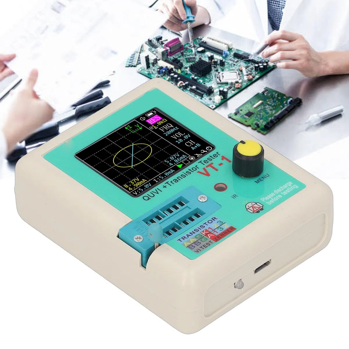 FTVOGUE Tragbarer VI-Kurventester, Tragbarer VI-Analysator, Kompaktes -Diagnosetool für die Reparatur von Leiterplatten, Transistoren, Kondensatoren und Widerstände