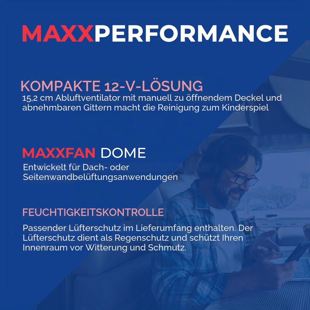 Maxx Air MAXXFAN Dome Plus 00-03810B LED-Beleuchtung, 15,2 cm runder Ventilator, nur Auspuff, schwarz