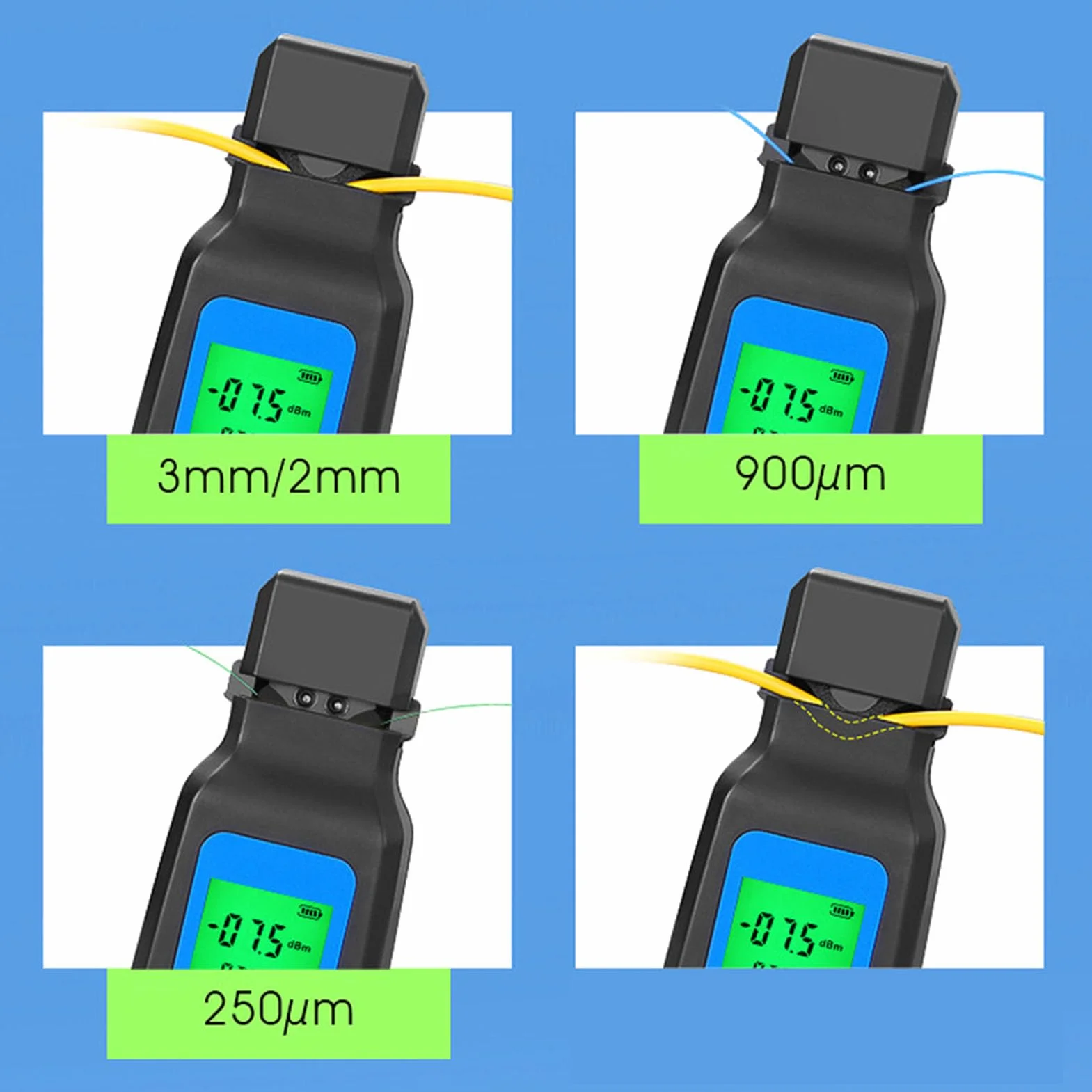 Fockety Live Fiber Identifier mit VFL und Leistungsmesser, 800-1700nm Rotlichtquelle 10km Reichweite 270Hz 1KHz 2KHz Glasfasertester, Glasfaserdetektor Fiber Traffic Identifier