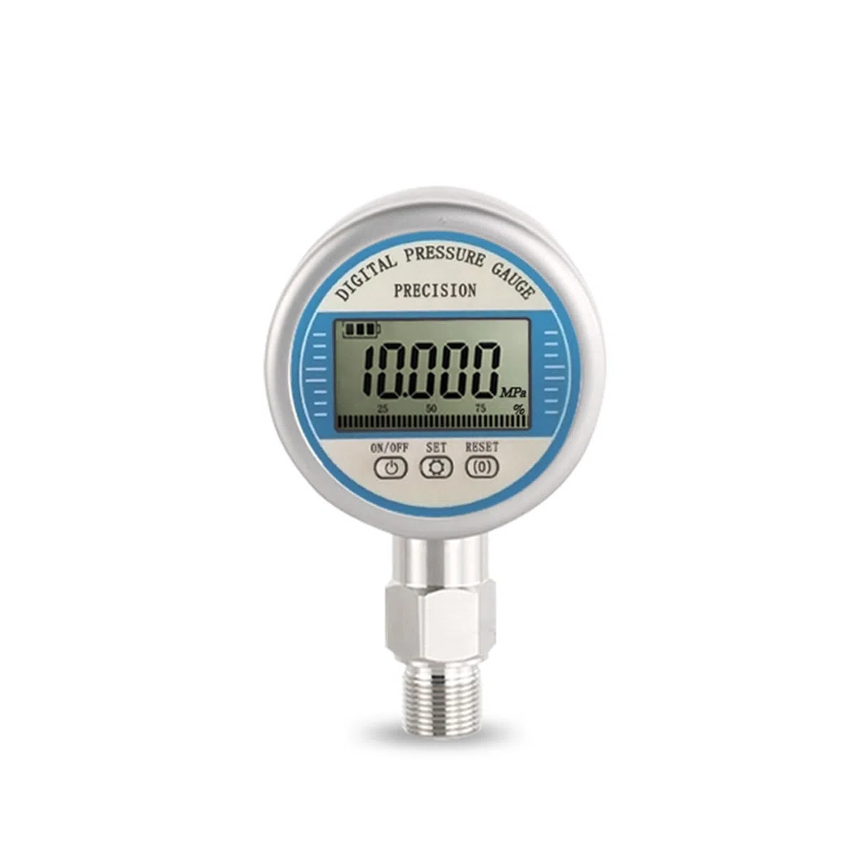 Druckregler, 5-stelliges 100-mm-LCD-Display, digitales Manometer, hochpräzises Psi-Bar-Mpa-Digital-Heizöl-Luft-Hydraulikdruckmessgerät(G1-2 thread,0-60Mpa)