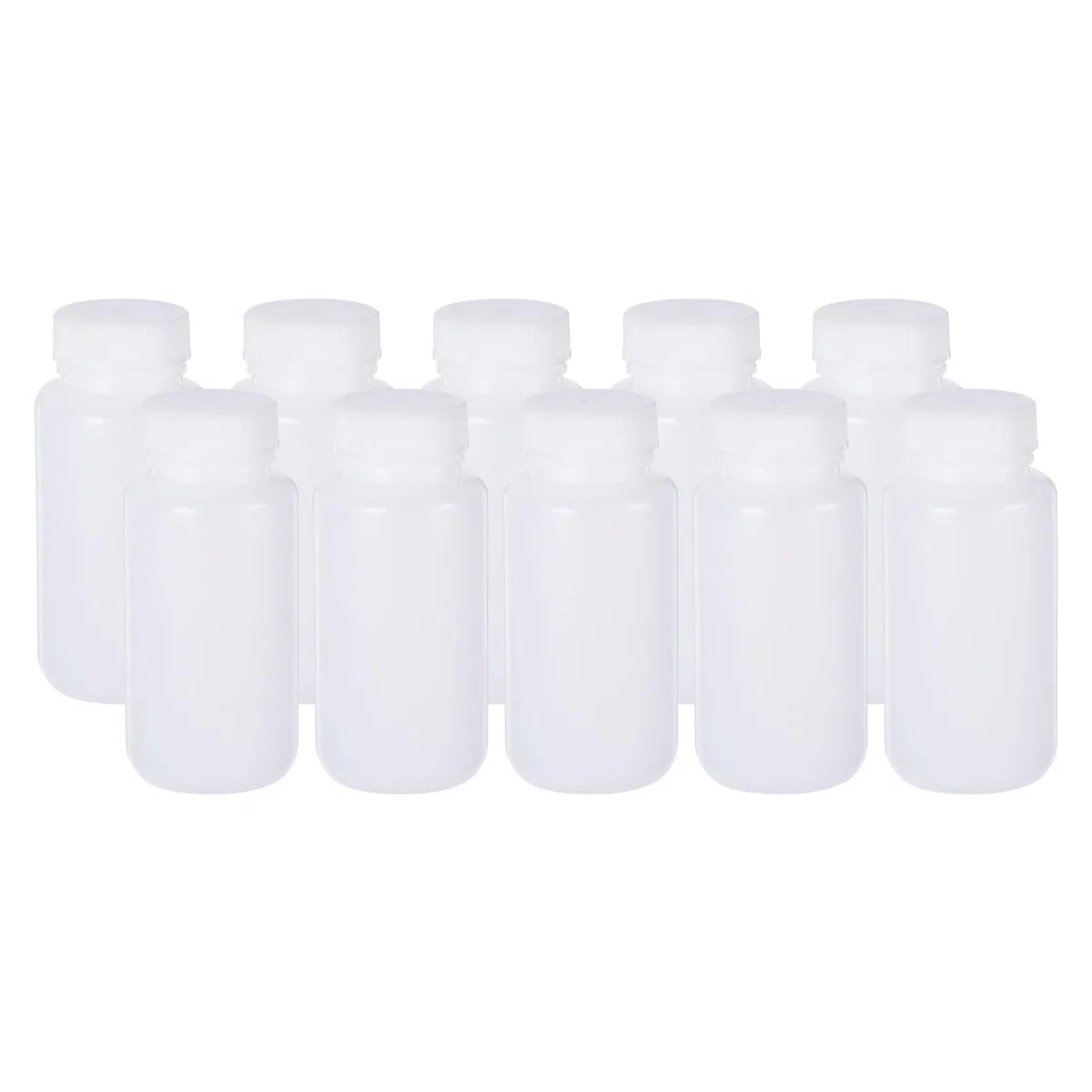 PATIKIL 84 Stück 250ml Reagenzflaschen, HDPE Weitmund Rundflaschen Mit Schraubverschluss Für Labor Wasser Reagenzien Flüssigkeiten Feste Proben Lagerung Dicht, Transparent Weiß