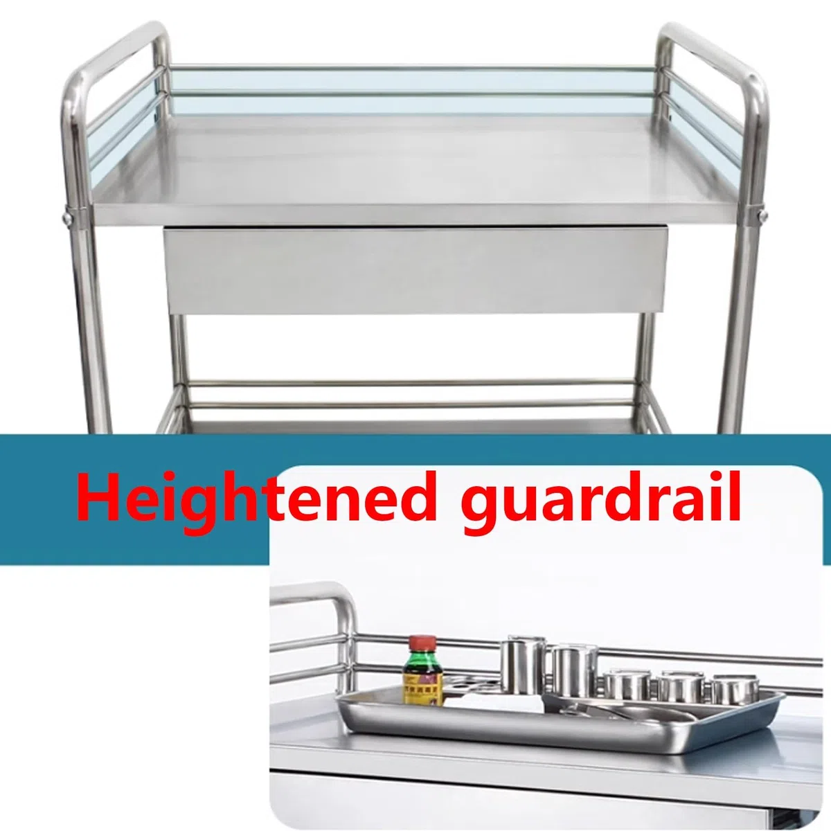 Medizinischer Wagen Behandlungswagen-Edelstahl Instrumententisch/medizinisches Fahrzeug 1 Schublade Spa-Schönheitssalon-Werkzeugwagen Gerätewagen Für Krankenhäuser ( Color : 2 layer , Size : 61*41*91c