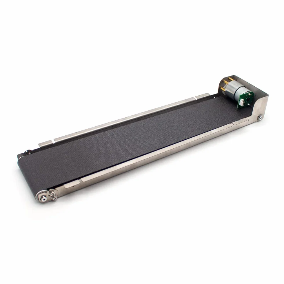 DC 24 V Edelstahl-Förderband, Mini-Frachtspur, automatischer Förderband, 460 mm x 85 mm, Traglast 3,5–5 kg 35U/min (Nur Maschine)