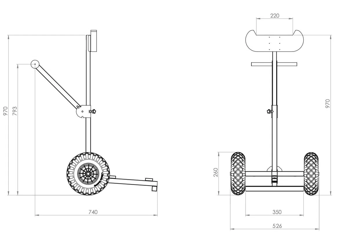 Aussenborder Transportwagen Ständer Rollwagen Tragbar Faltbar Edelstahl 75kg - Heavy Duty