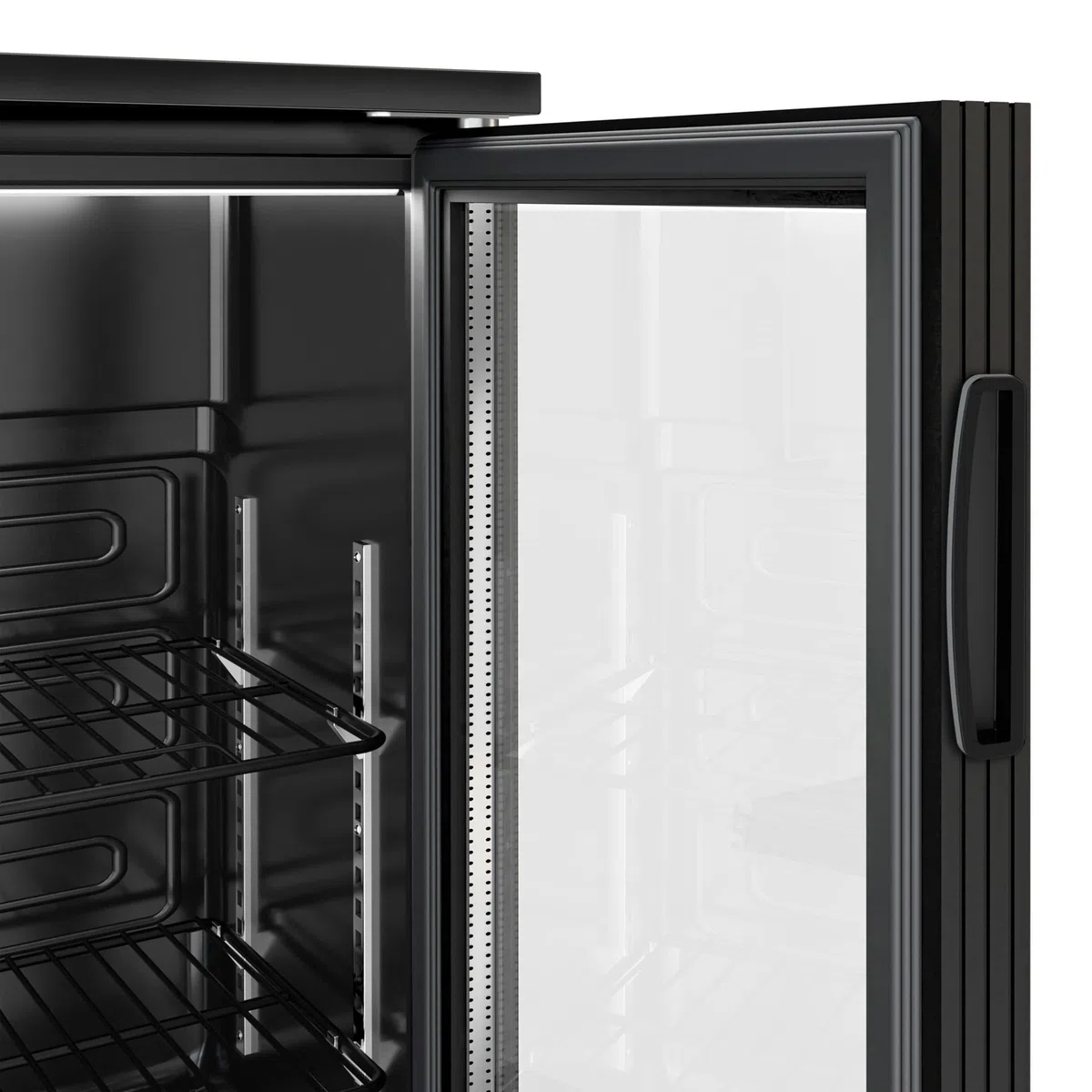 GGM Gastro | BKTG320S | Barkühlschrank - 1330mm - 320 Liter - mit 3 Glasflügeltüren - Außen & Innen Schwarz