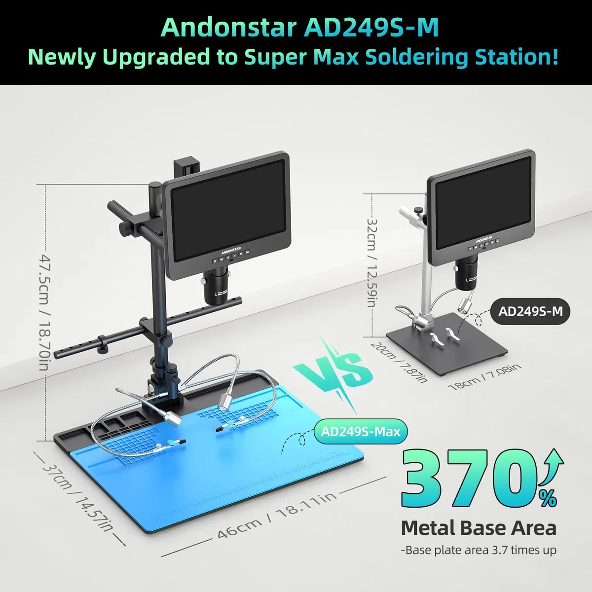 Andonstar AD249S-Max Digitales Mikroskop mit 3 Linsen, mit Max-Ständer