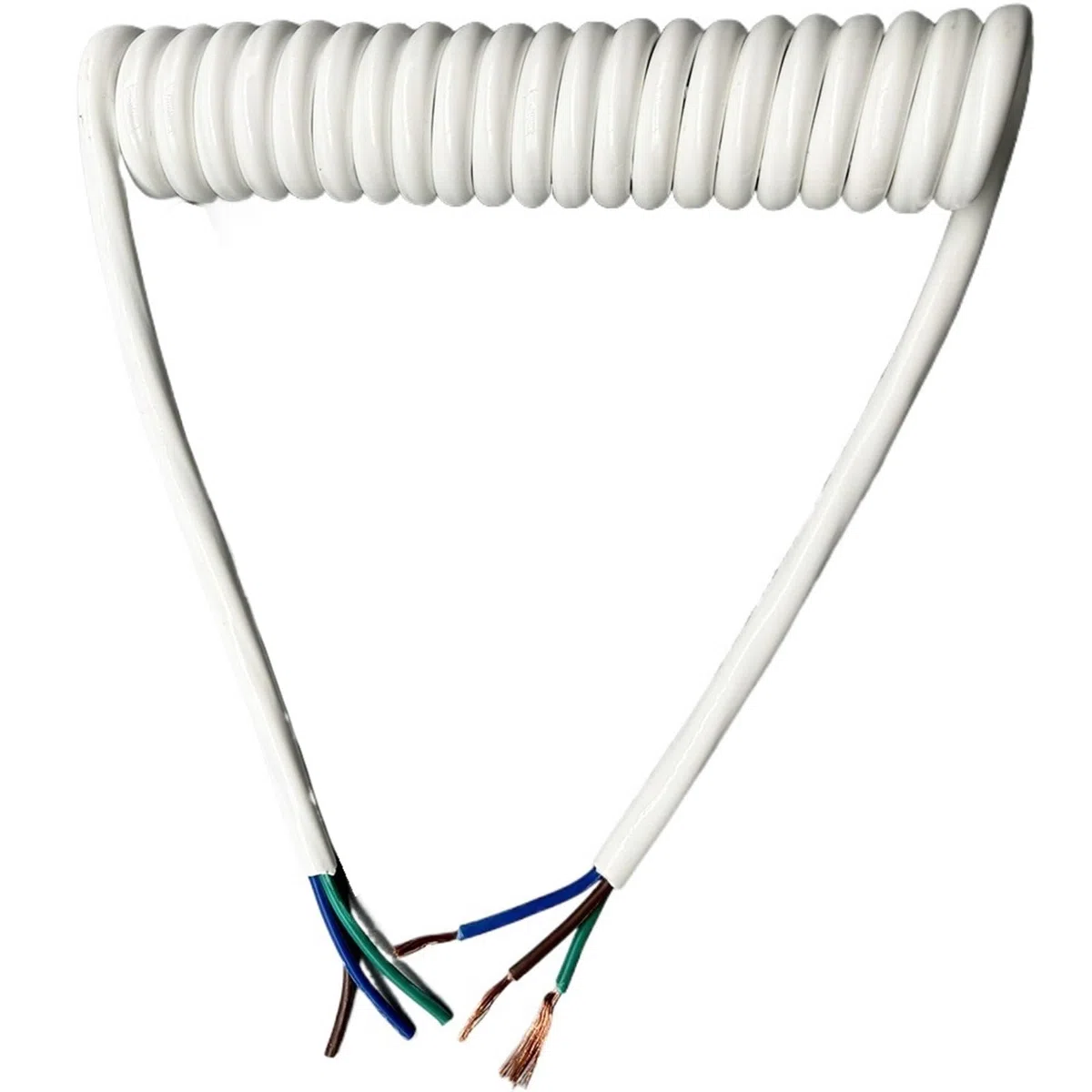 Verlängerungskabel gewickelt, 3-adriges 13 AWG, Vierkantfeder, 2,5 mm, weißes Kabel, Spiralverlängerung (Stretch 15 Meter)