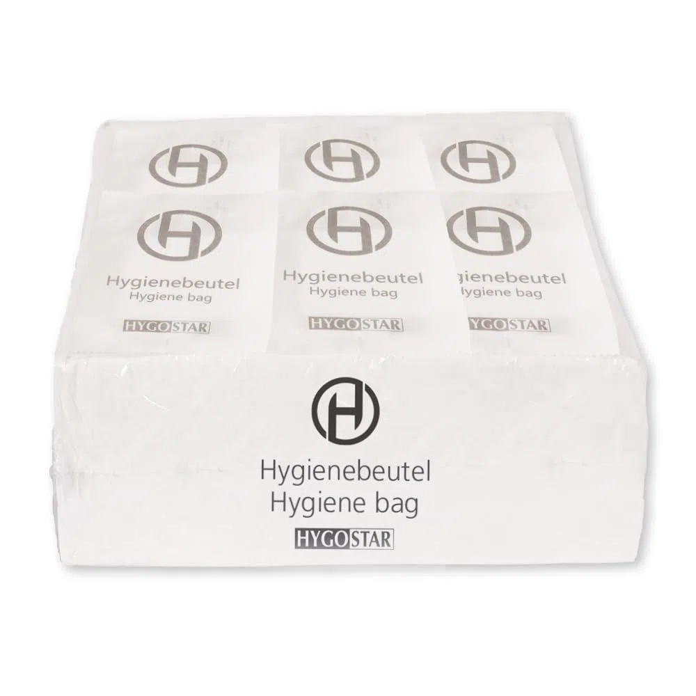 1000 Stück Hygostar Hygienebeutel | LDPE, weiß, L: 26cm, B: 13,5cm, Verkaufs-Tray, Karton, Hygienebeutel, Hygienetüten, Damenhygiene