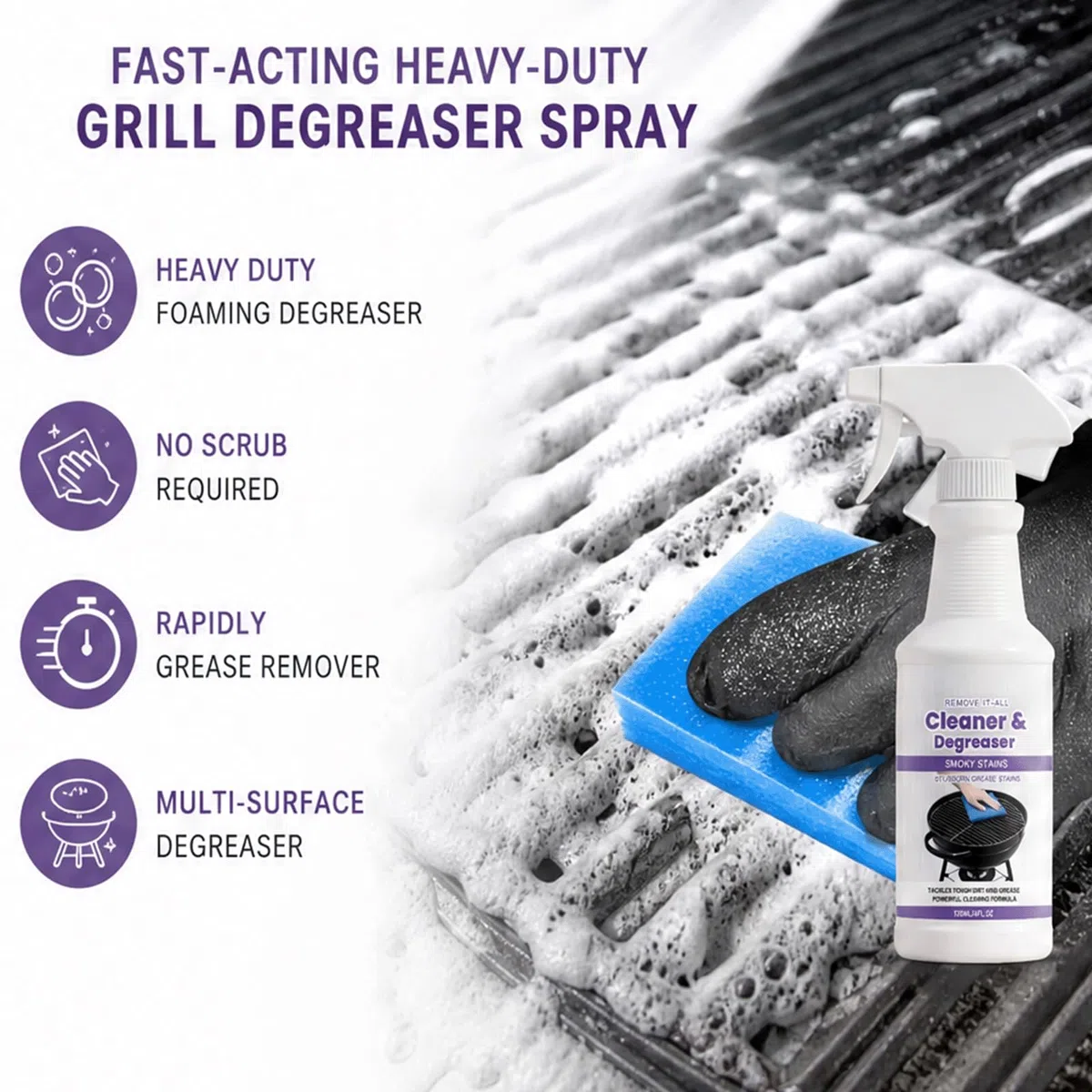 Eavy Duty Kitchen Degreaser Spray, BBQ Grill Cleaners Spray, Griddle Cleaner, Oven Degreasers, Stove Degreaser, Fast Acting Degreasers Sprays, No Scrub Cleaner (5 stücke)