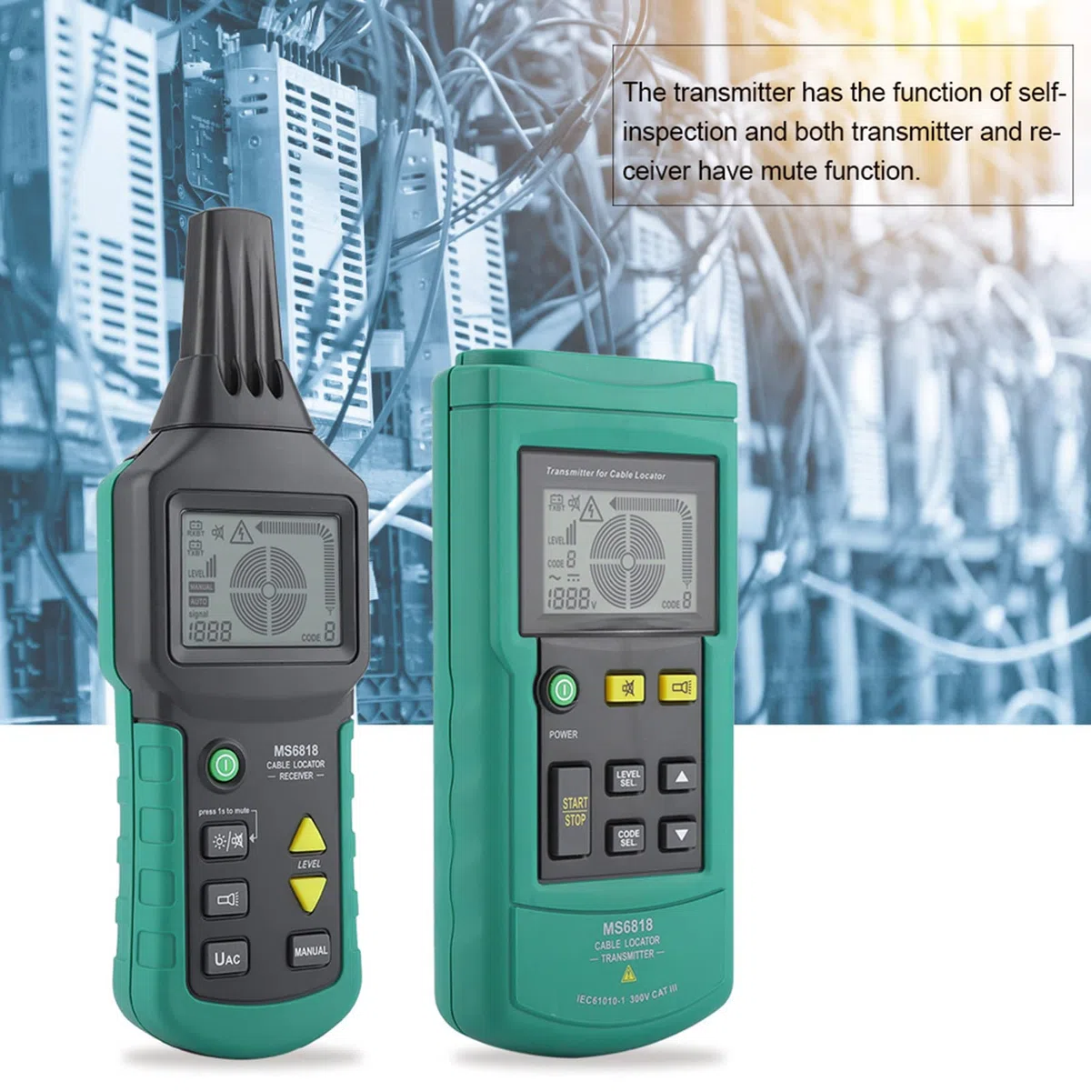 Kabeldetektor MS6818 mit Metallrohr Ortungsgerät für Elektrokabel 12-400V AC DC Spannungsprüfer