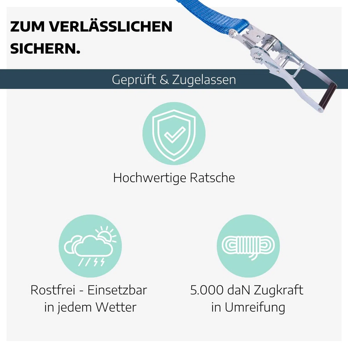 10 x Zurrgurt 2-teilig mit Ratsche 10 m & 2-Strang Spitzhaken I Spanngurte mit Ratsche I Gurte zum Befestigen I Spanngurt mit Sicherheitsetikett I Zurrgurte mit Spitzhaken