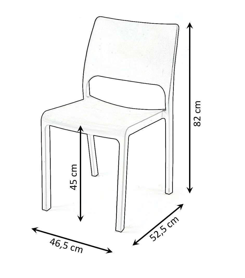 METRO Professional Gartenstuhl Breva, Polypropylen, 46.5 x 52.5 x 82 cm, Stapelbar, Wetterfest, 130 kg Tragkraft, Anthrazit