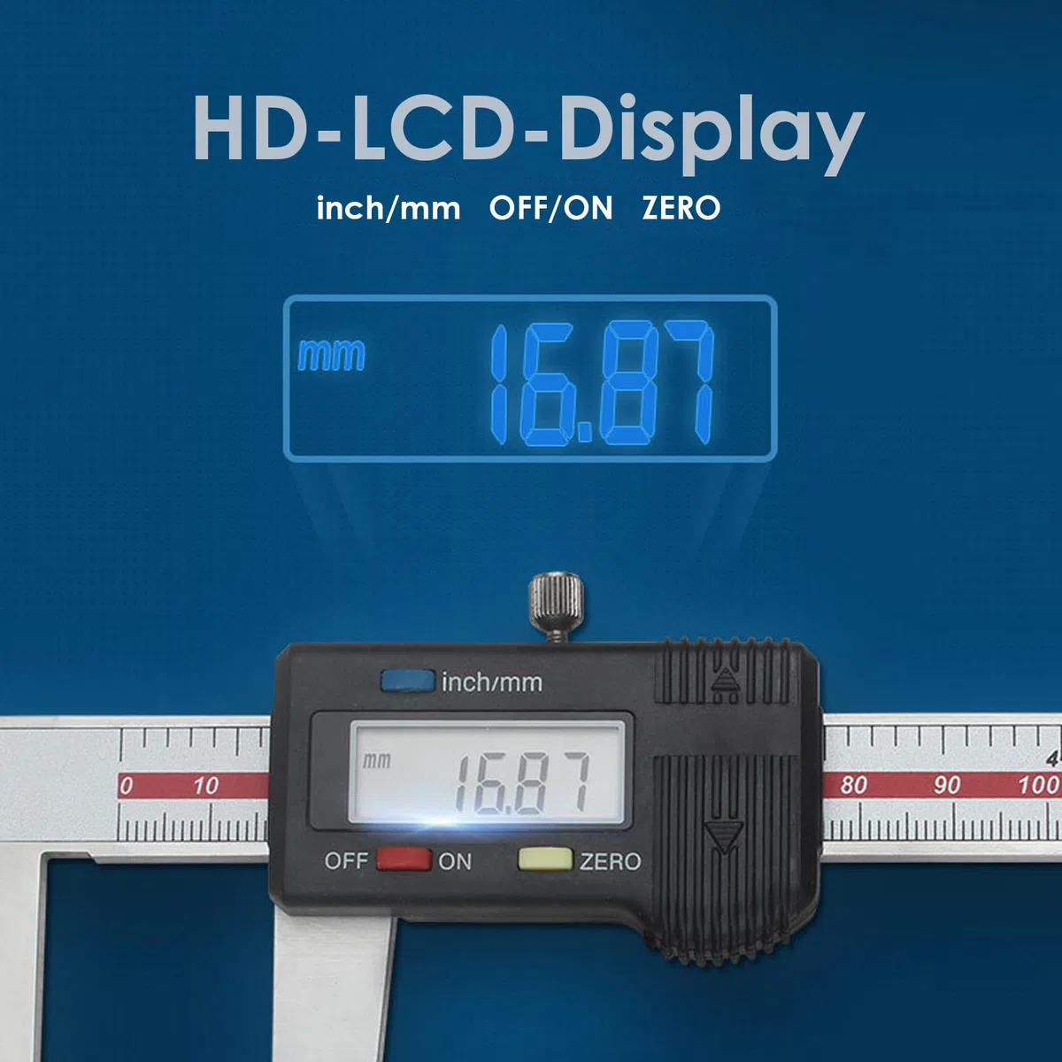 Digital Messschieber Messbereich 150 mm - Tellermessflächen, Edelstahl Messlehre Messwerkzeuge mit Ersatzbatterie und größem Display, mm/inch (0-150 mm)