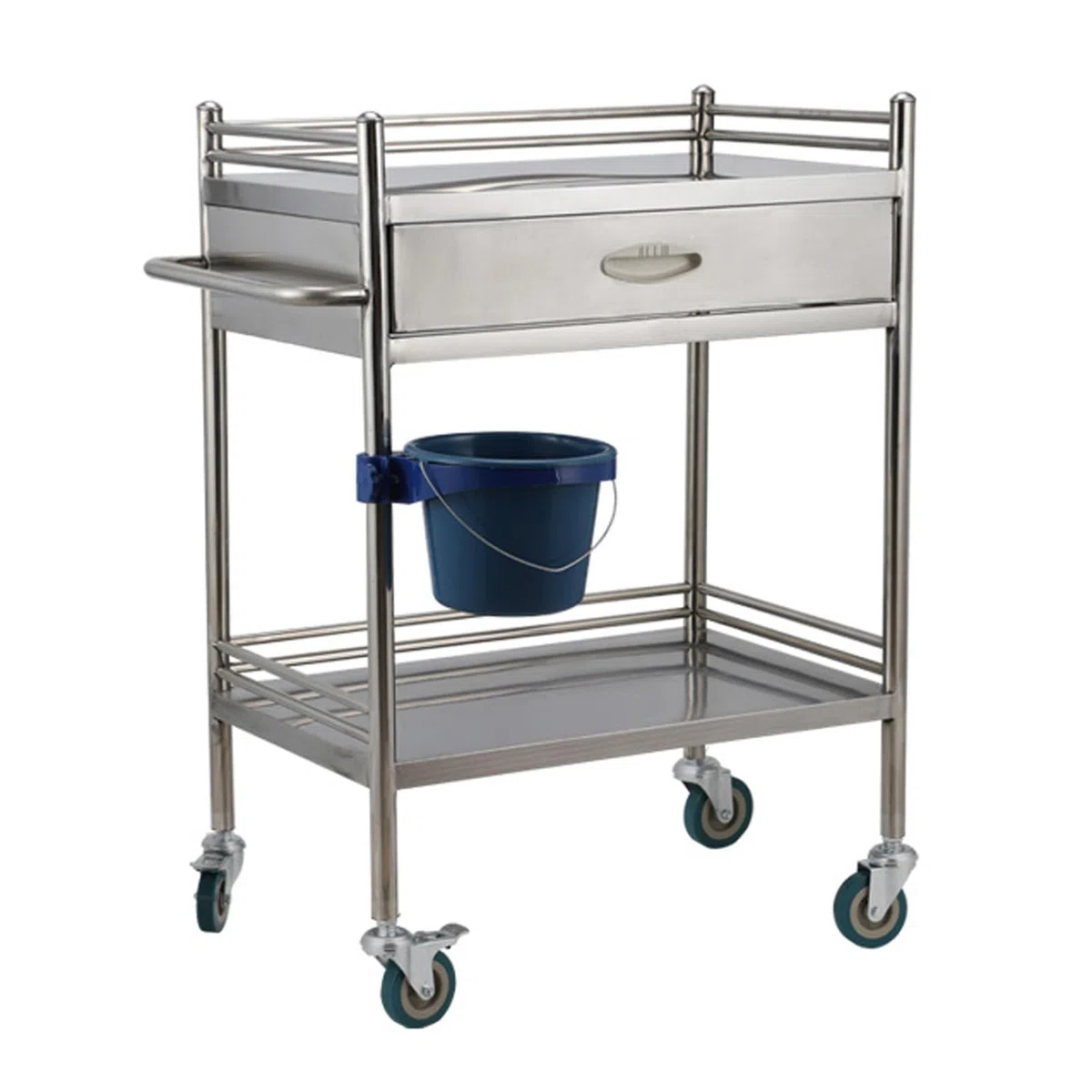 2-stufiger Medizinischer Laborwagen mit Schublade Edelstahl-rollwagen Für Medizinische Laborgeräte Wagenwagen Für Laborkrankenhauskliniken Maximale Belastung 100kg
