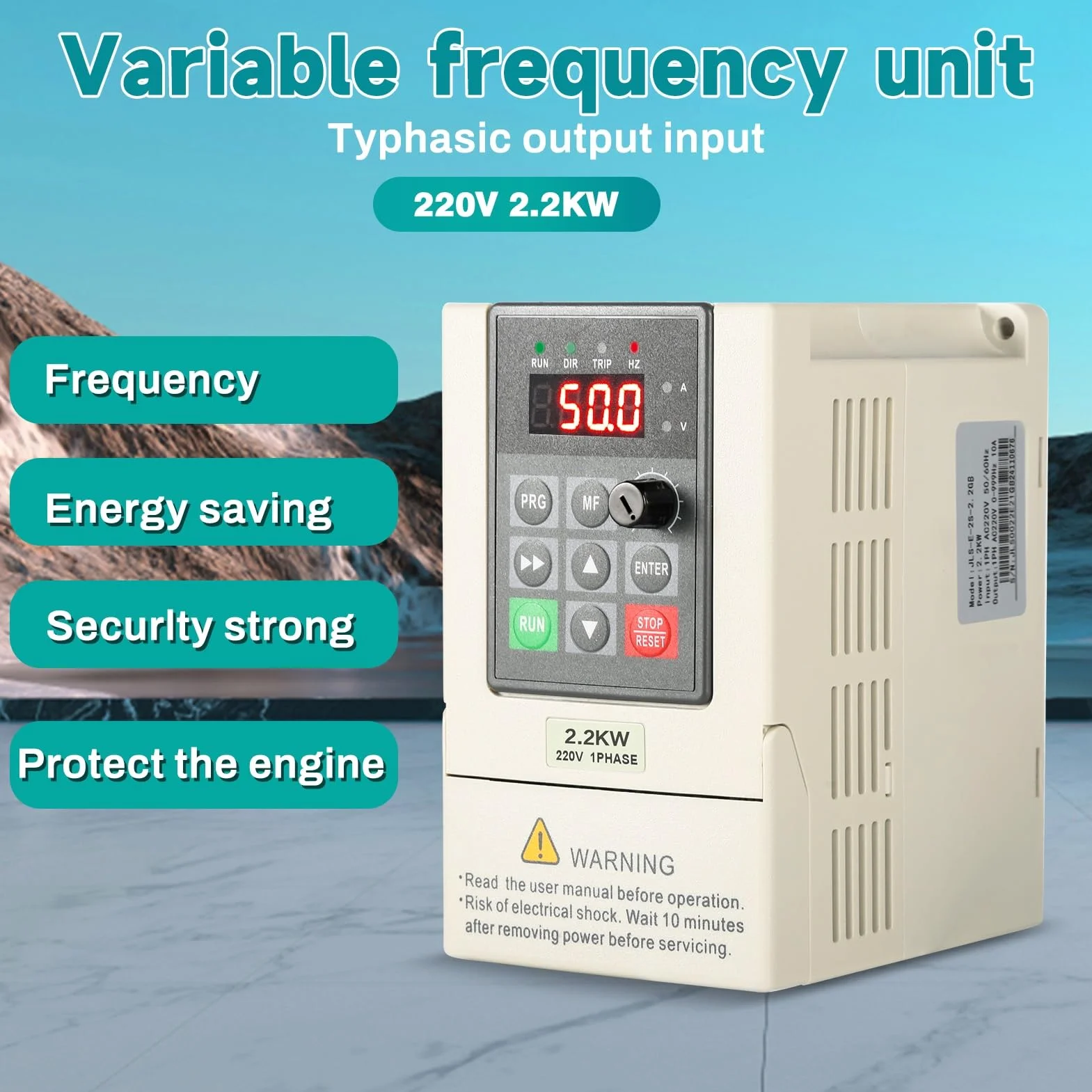 DEWIN Frequenzumrichter, 2,2 kW VFD Frequenzumrichter Einphasiger Eingang 1 phasen Ausgang Drehzahlregler zur Motordrehzahlregelung 220 V