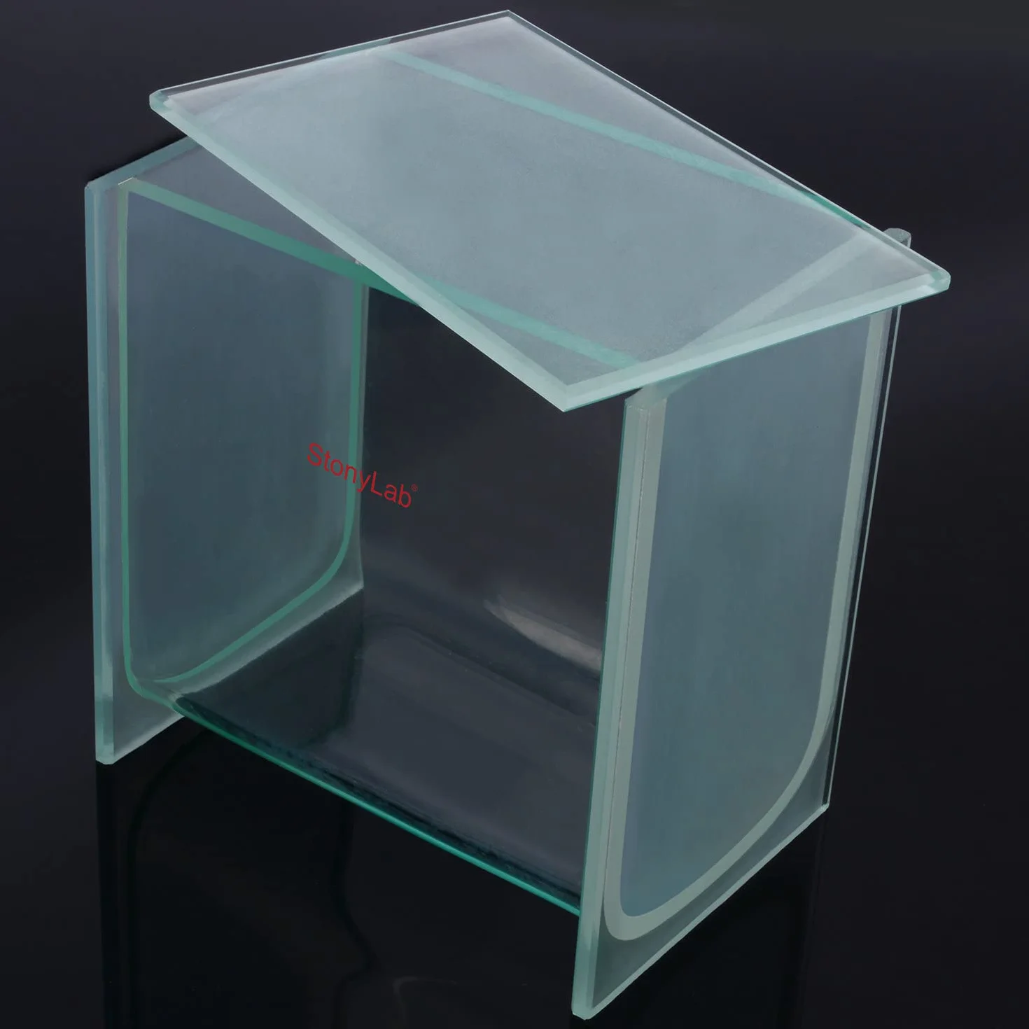 stonylab TLC Entwicklungstank, Schwere Borosilikatglas Quadratische Chromatographie TLC Entwicklungskammer mit Deckel für Laborforschung, 100 x 100 mm