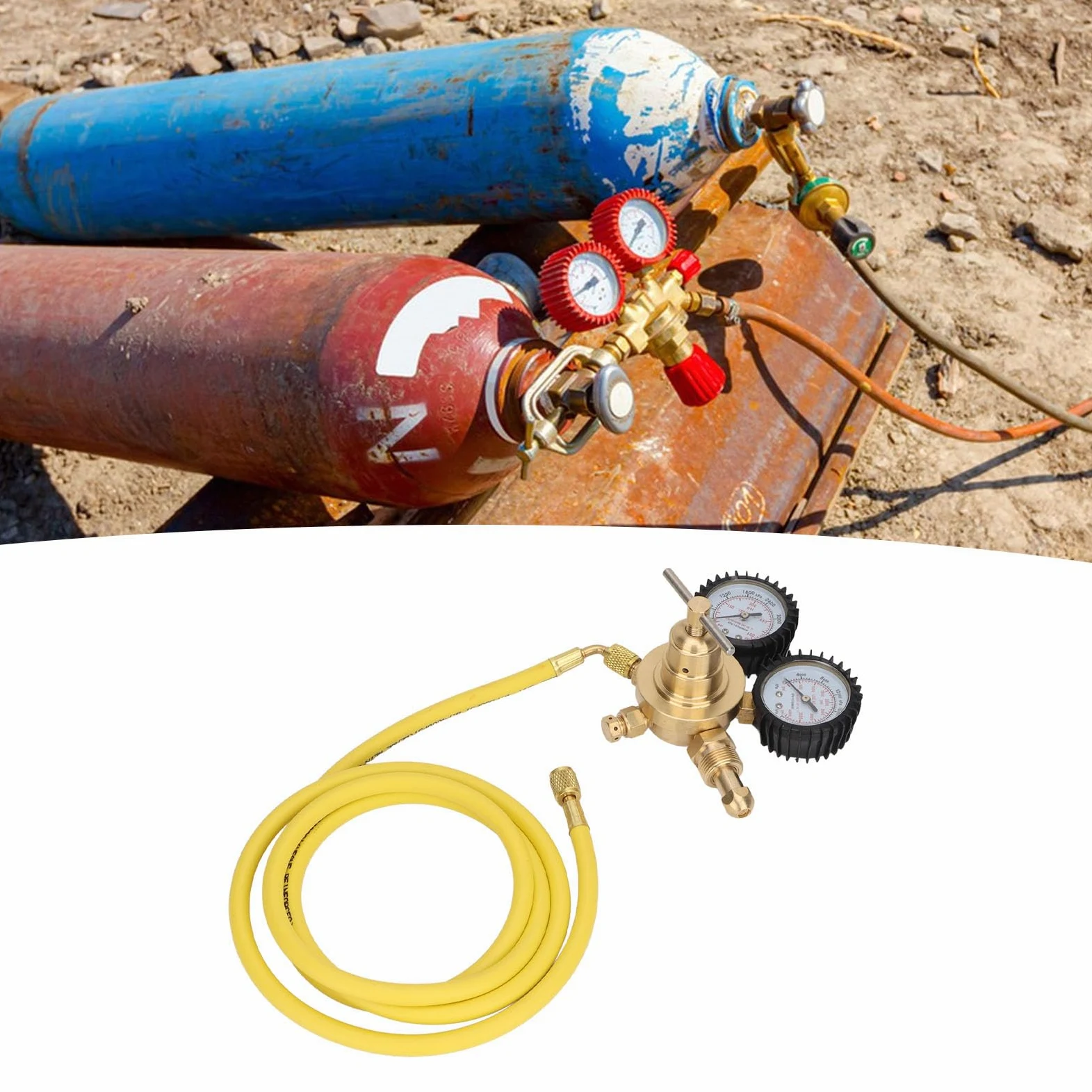 Stickstoffregler mit Schlauch nitrogen regulator Stickstoff-Manometer-Regler-Testkit, Messing-Einlass-Auslass-Anschluss mit 200 Cm Schlauch nitrogen regulator uk 800psi Équipement de soudage au gaz