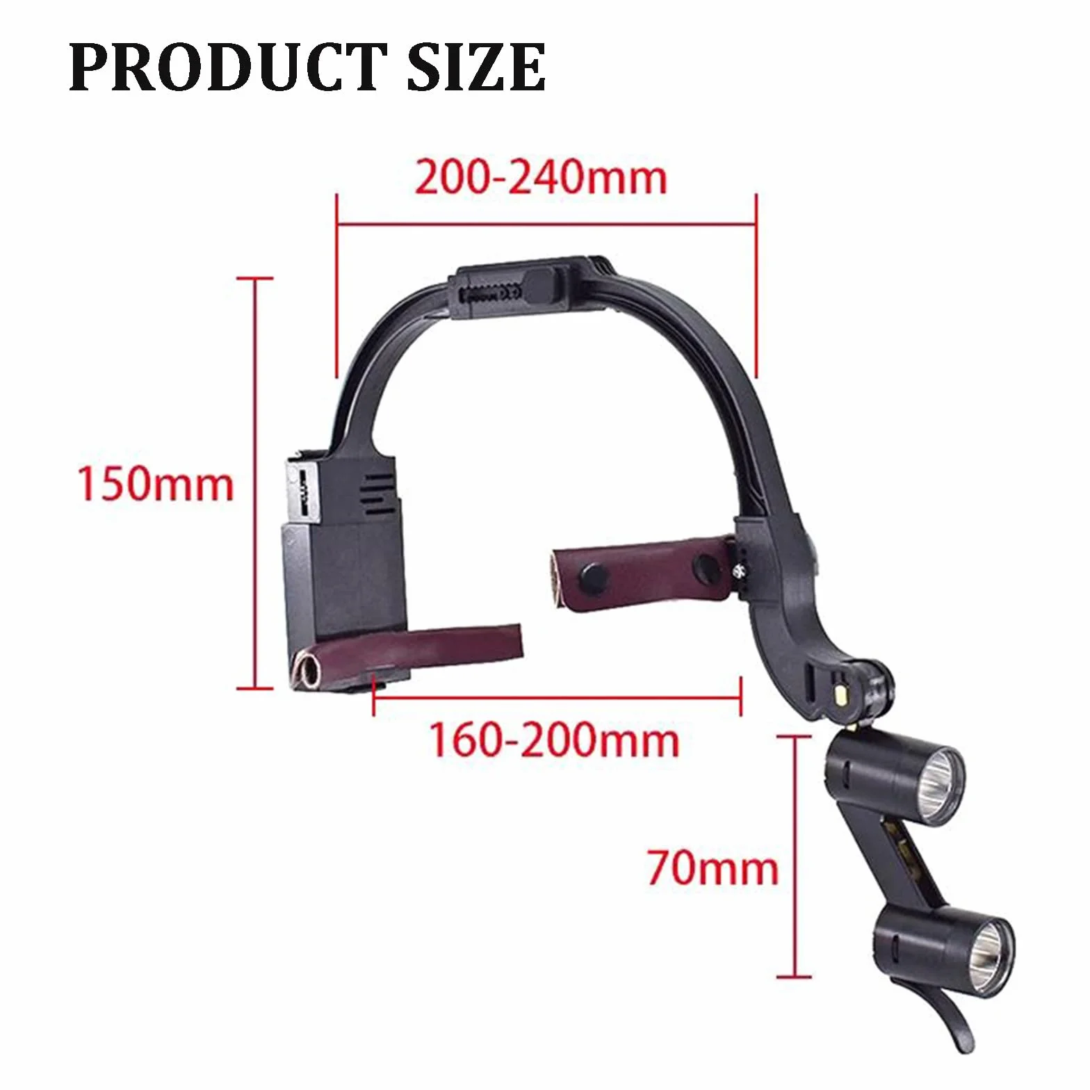 Lupe für zahnärztliche Chirurgie, 3,5-fache Dental-Fernglaslupe mit 5 W LED-Scheinwerfer, Stirnband, montierte zahnärztliche chirurgische Lupe, Laborausrüstung