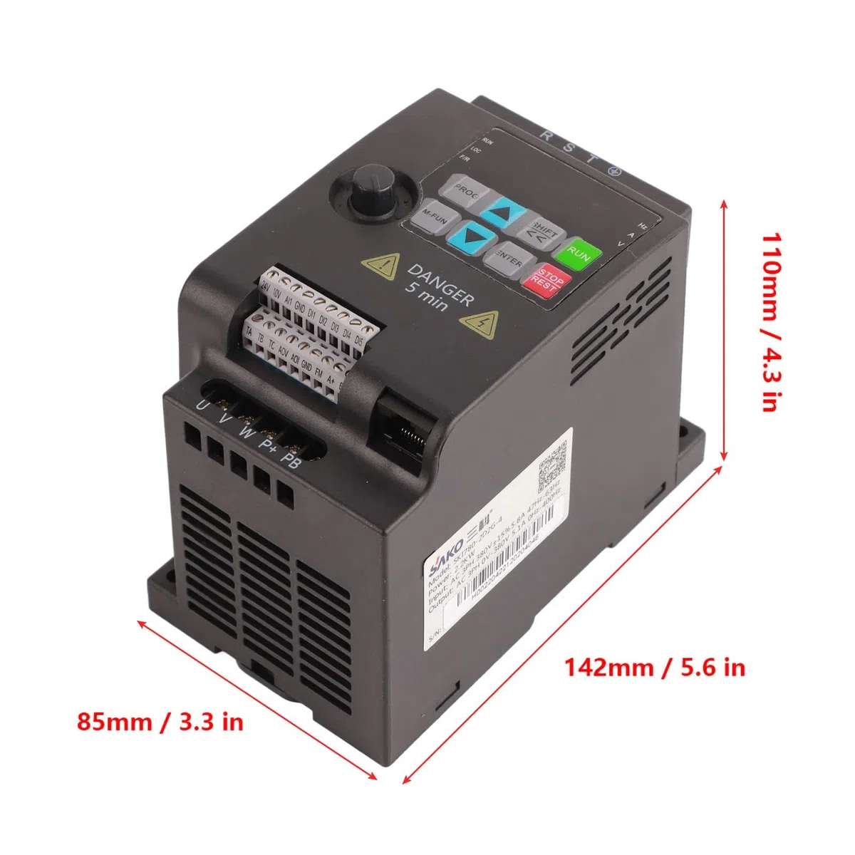 380 V 2.2kw Mini VFD Frequenzumrichter 3 phasen-Wechselstrom Wechselrichter für 3 phasen Drehstrommotoren SKI780