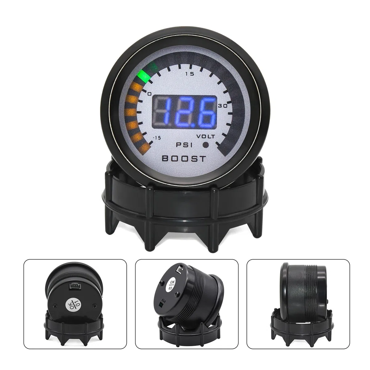 Druckregler, HD-Ladedruckanzeige, digital, PSI, Bar, Turbo-Ladedruckanzeige, Voltmeter, 52 mm, 12 V, LED, Turbo-Druckregler, Racing-Kit(Boost gauge bar)