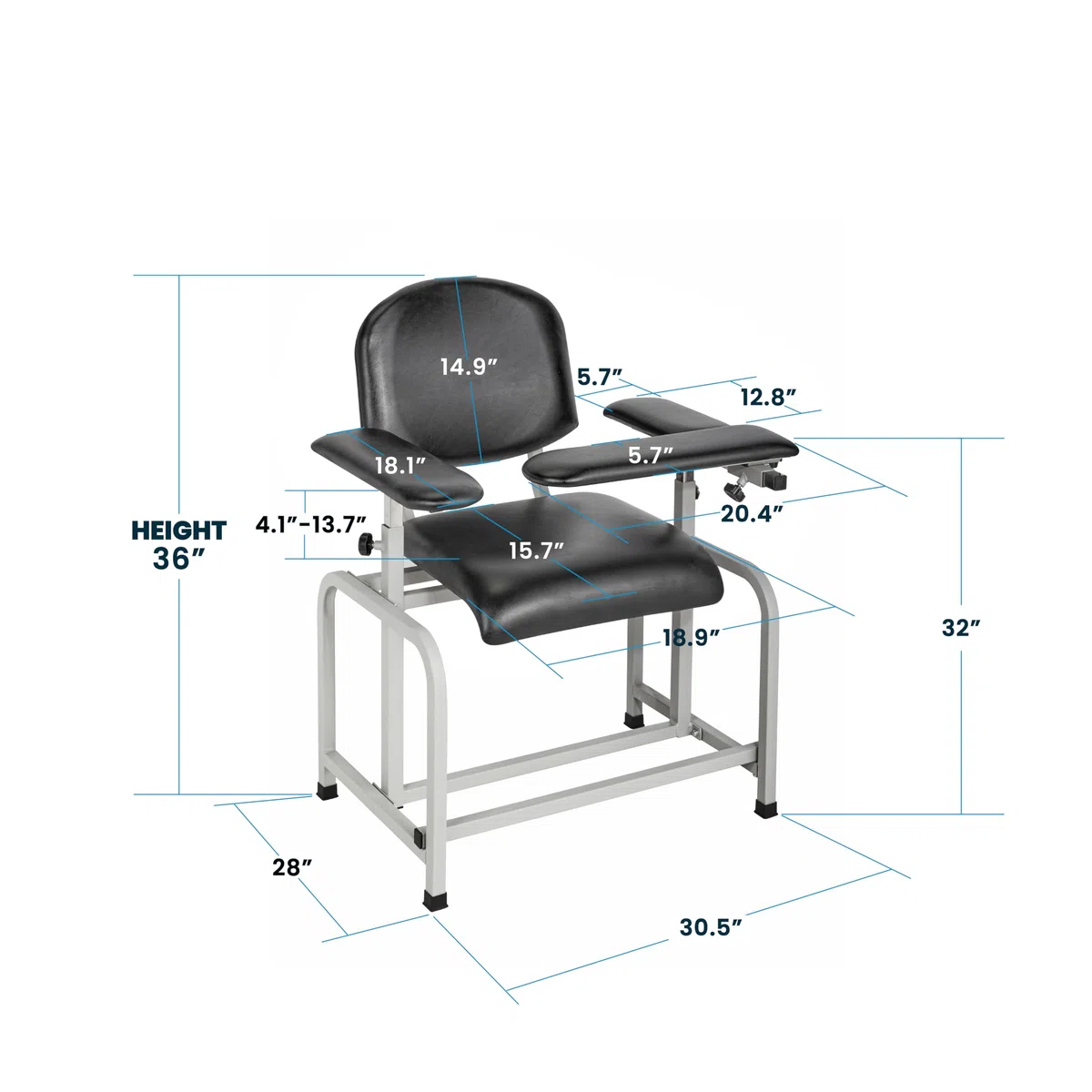 AdirMed Padded Blut Zeichnung Chair (Schwarz)