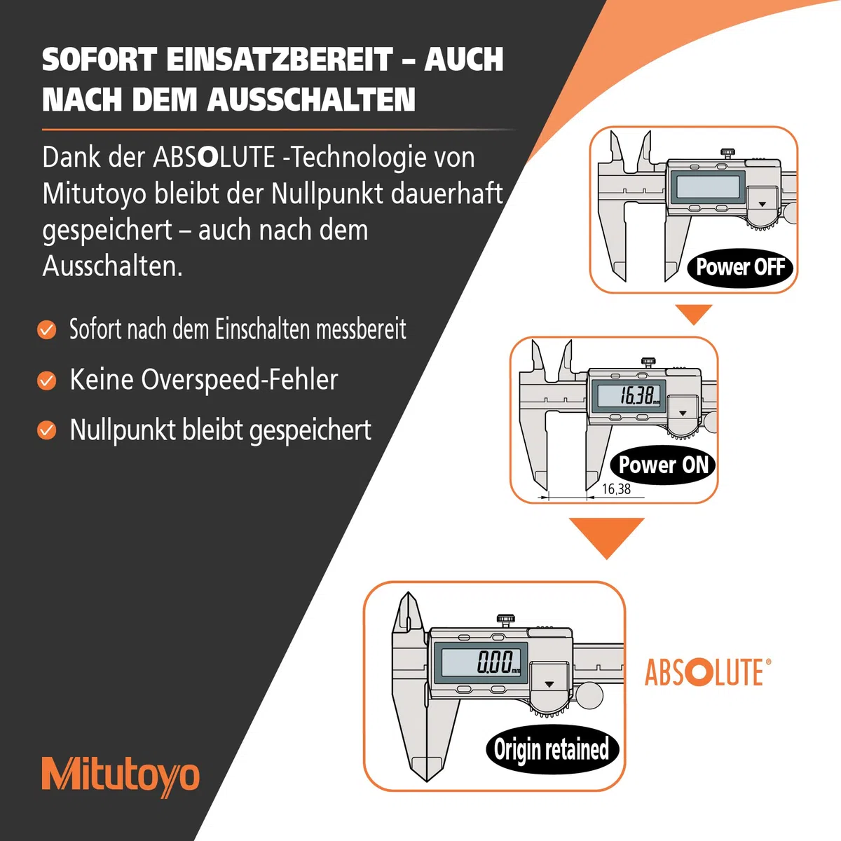 Mitutoyo Digital ABS AOS Tiefenmessschieber, 0-150 mm | 0,01 mm, Tiefenmessung, Datenausgang