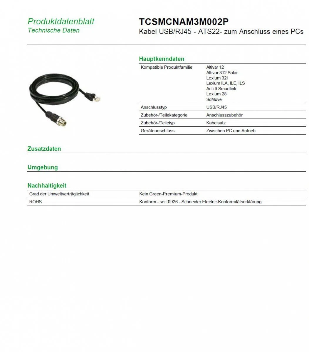 Schneider Electric Altivar Kabel für Laufwerk, PC