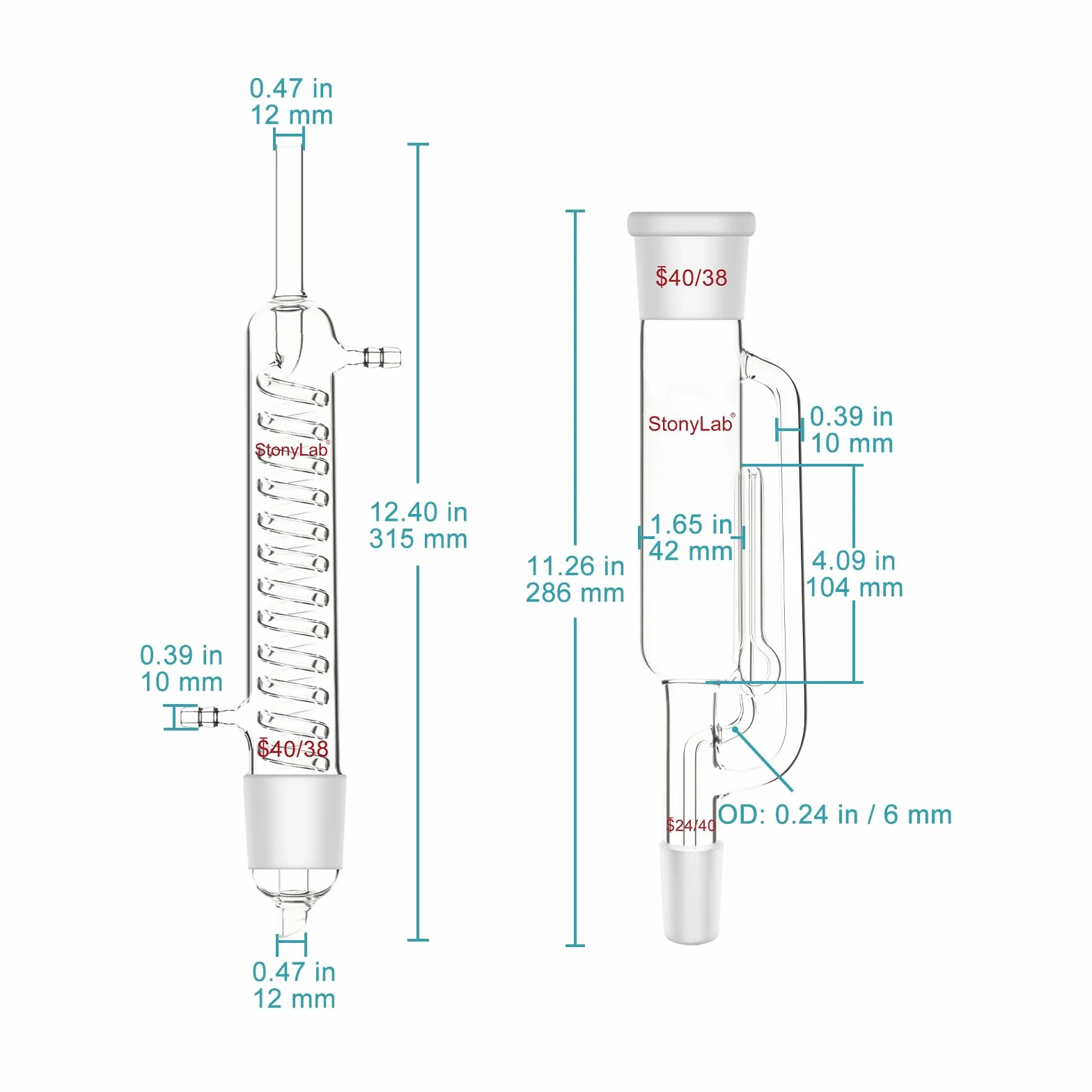 stonylab Soxhlet-Typ Extraktionskit, Borosilikatglas 40/38 Soxhlet Extraktor mit Graham Kondensator und Zwei 250 ml 24/40 Flachbodenkolben für Extraktionsprozesse