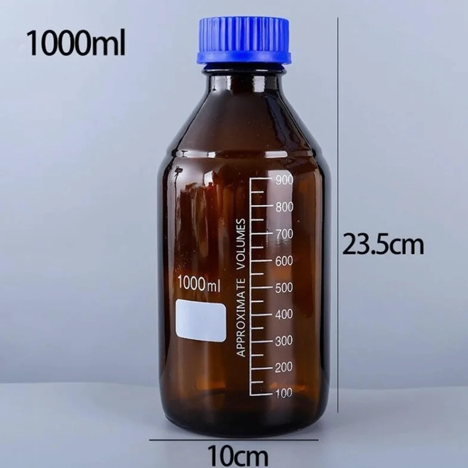 Labor Reagenzglasflasche für Reagenzien und Proben aus Glas mit Schraubverschluss für Labor, 50-1000 ml, 9er Pack (1000 ml Brown 1 Stück)