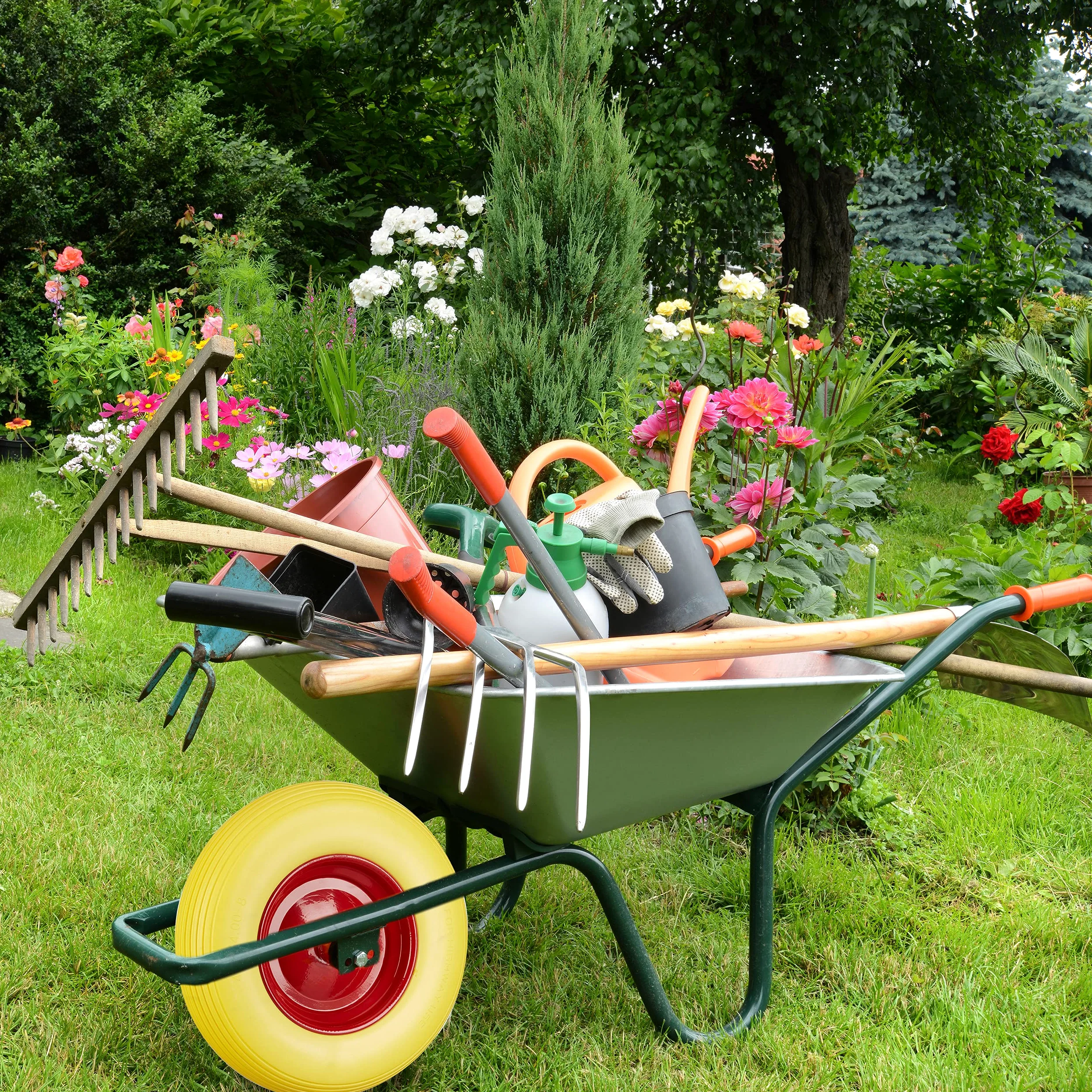 Relaxdays Schubkarrenrad 4.80 4.00-8 luftbereift, Komplettrad 120 kg Traglast, Luftreifen m. Ventil, schwarz-rot | 4 Komplettrad 120 kg Traglast, Luftreifen m. Ventil