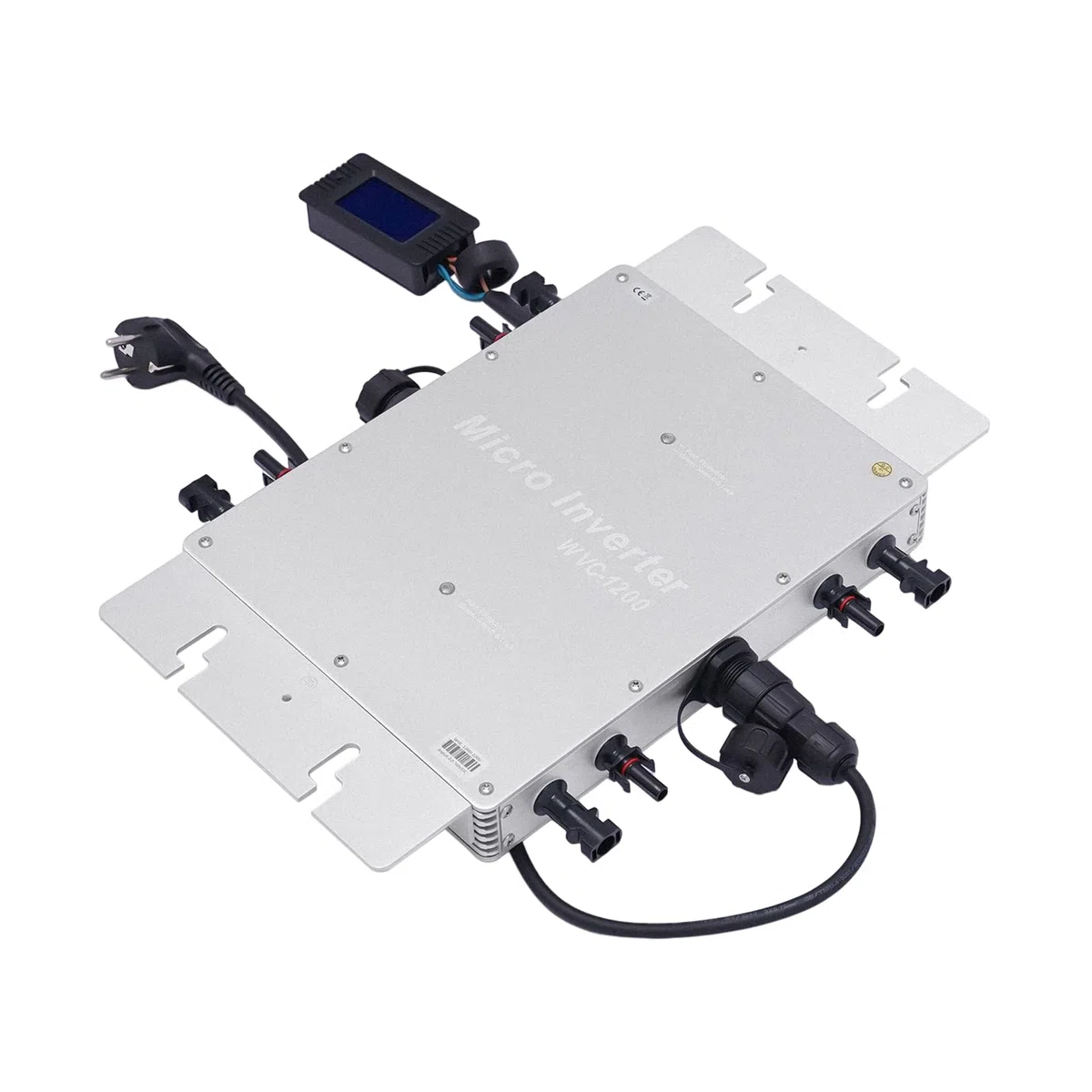 Solar Wechselrichter Mikro Wechselrichter Wasserdichter Netzbinder Wechselrichter PV Solar Grid Tie Micro Inverter Modul LCD Anzeige Elektrische Isolierung 1200W (Silver)
