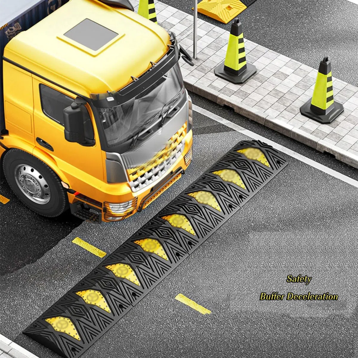 Gummi-Geschwindigkeitsschweller, 2er-Pack | 50x35x(4-5)cm, for Straße, Einfahrt, Parkplatz, Asphalt, Beton, Kies(50x35x4cm)