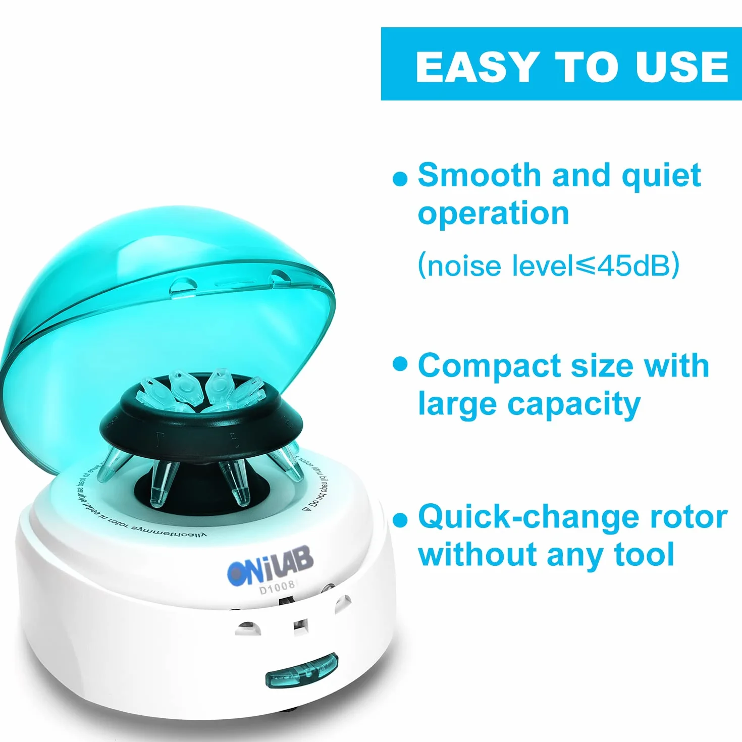 ONiLAB 's Scientific Mini Zentrifuge 7000RPM, 2680 x g RCF, Laborzentrifuge mit 2 Rotoren für 8 x 0,2/0,5/1,5/2,0 ml und 0,2 ml x 32 PCR Streifen, geräuscharm, ≤ 45 dB, 10-240 V, grüner Deckel