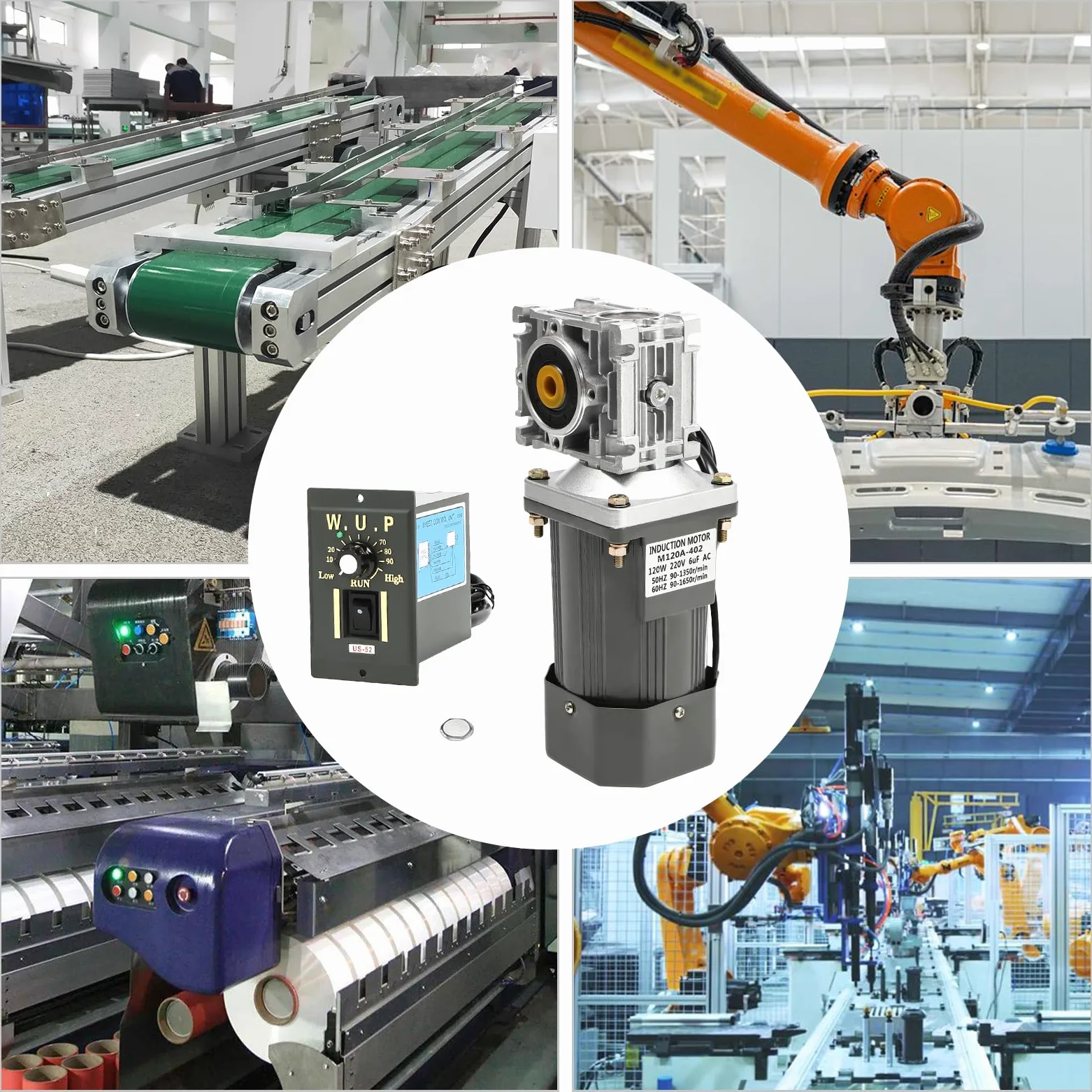 Getriebereduzierungsmotor,Gear Motor Elektromotor Getriebemotor mit Drehzahlregler Einphasig Wechselstrom-Getriebemotor Einstellbare,Speed Controller
