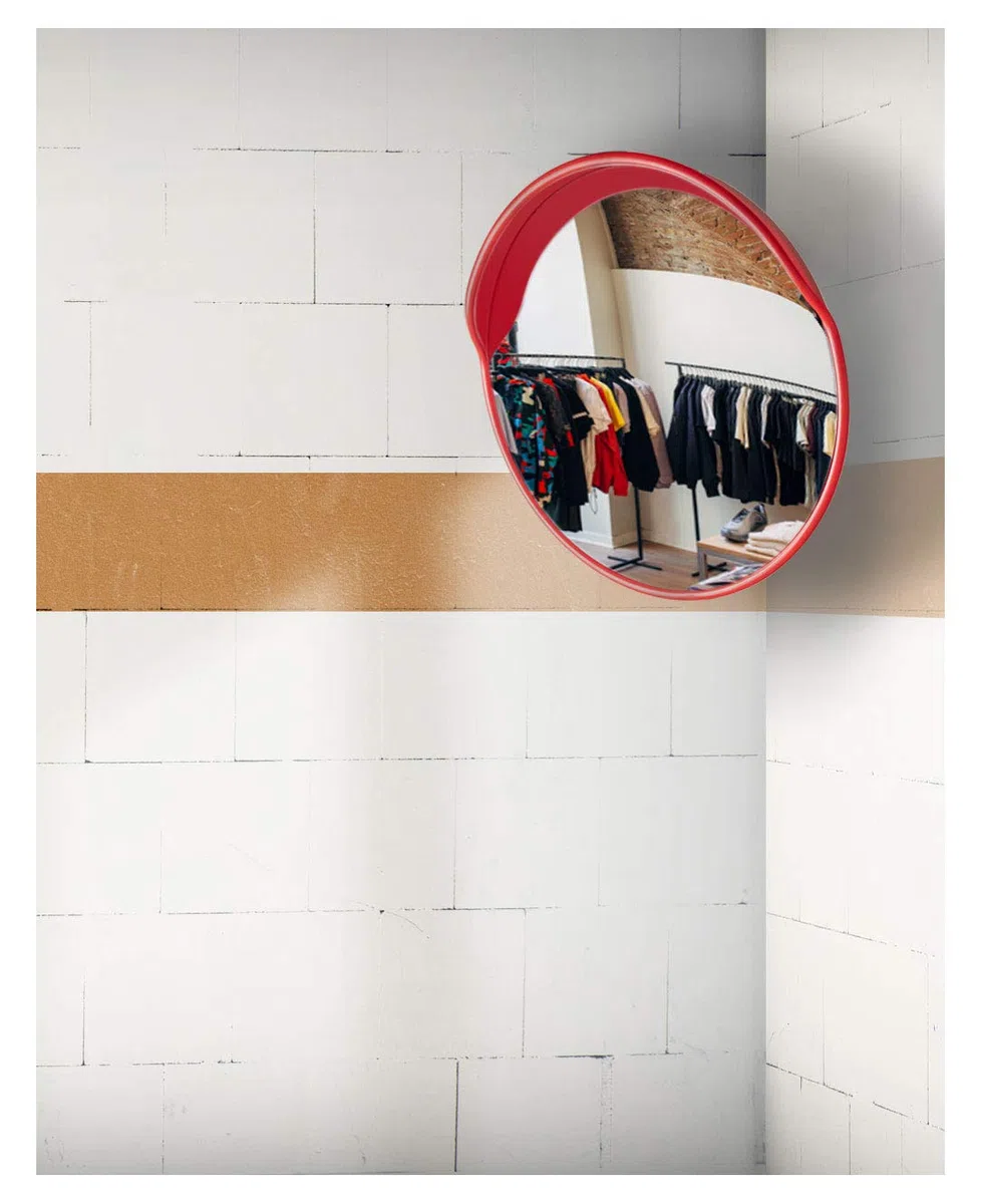 Stagecaptain MC-60 Mirrcon Verkehrsspiegel, Konvexer Verkehrsspiegel | Durchmesser: 60 cm, 130° Sichtfeld, Für Wand- und Rohrmontage, Flexible Spiegelfläche, daher unzerbrechlich, Gewicht: 1, 0 kg
