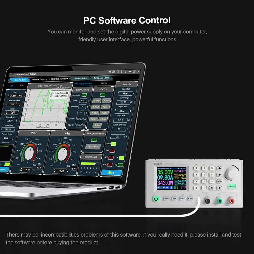 RD6018 18A Konstantspannungs- und Konstantstrom-Gleichstromversorgungsmodul Tastatur PC-Software WiFi Phone App-Steuerung mit Firmware-Aktualisierungsfunktion (WiFi Version)