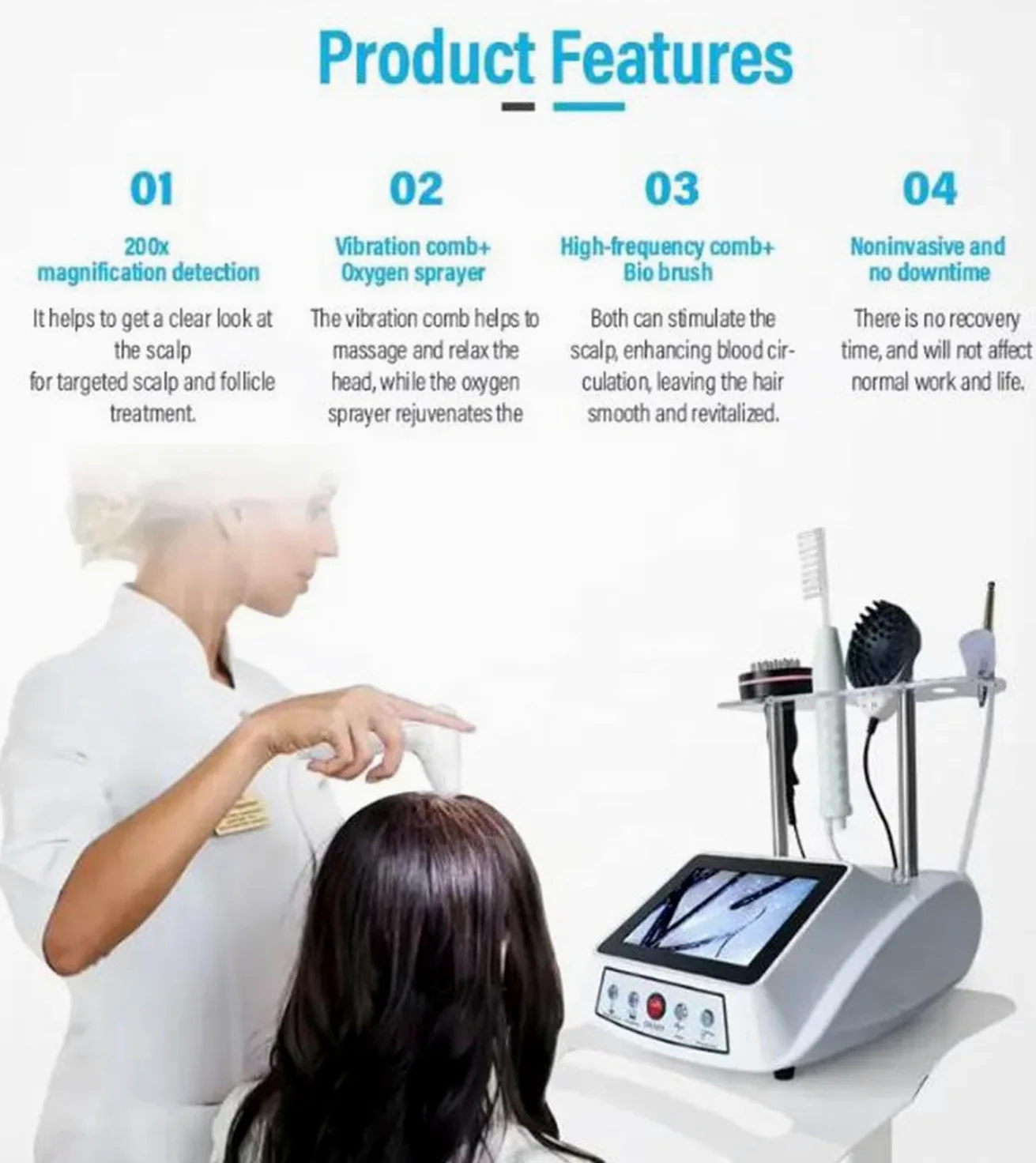 5-in-1-Hautdiagnose-Haaranalysator, Haarfollikel-Analysegerät, Hautdetektor, 5 Diagnose-Haarwerkzeuge, Hautpflege Für Zuhause, Schönheitssalon