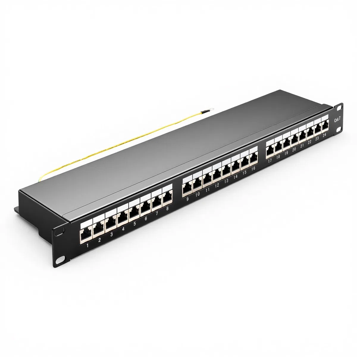 CAT 7 Patchpanel Verteilerfeld 24 Port, Geschirmtes LAN Netzwerk Patchpanel RJ45 mit LSA Leiste, 10Gbps Patchpanel 19 Zoll für Cat7/6A/6 Verlegekabel