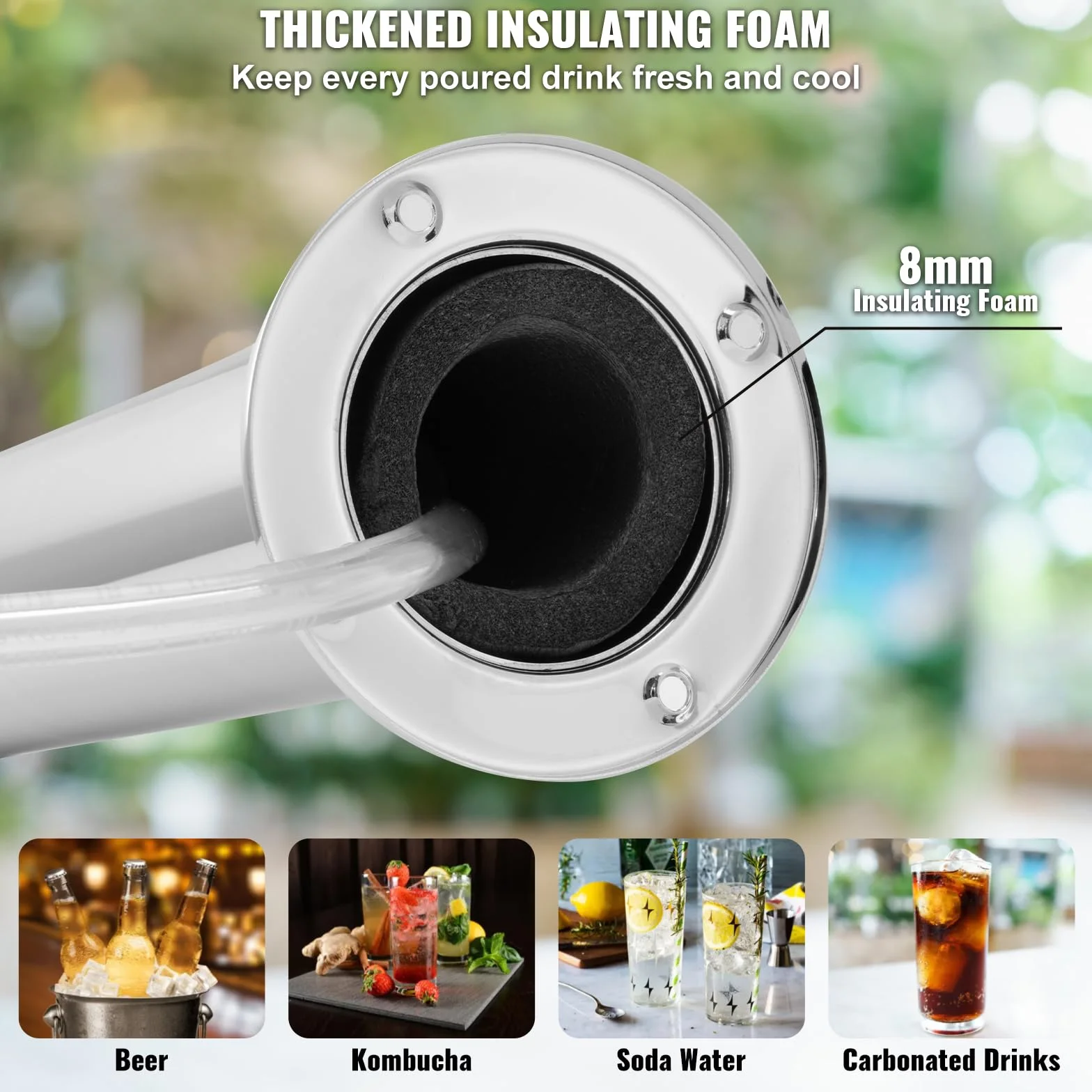 VEVOR Bierturm-Satz, Bier-Umrüstsatz für Einzelzapfhahn, Bier-Turmspender aus Edelstahl mit Doppelmessgerät W21.8-Regler & S-System-Fasskupplung, Bier-Tropfschale für Partys zu Hause
