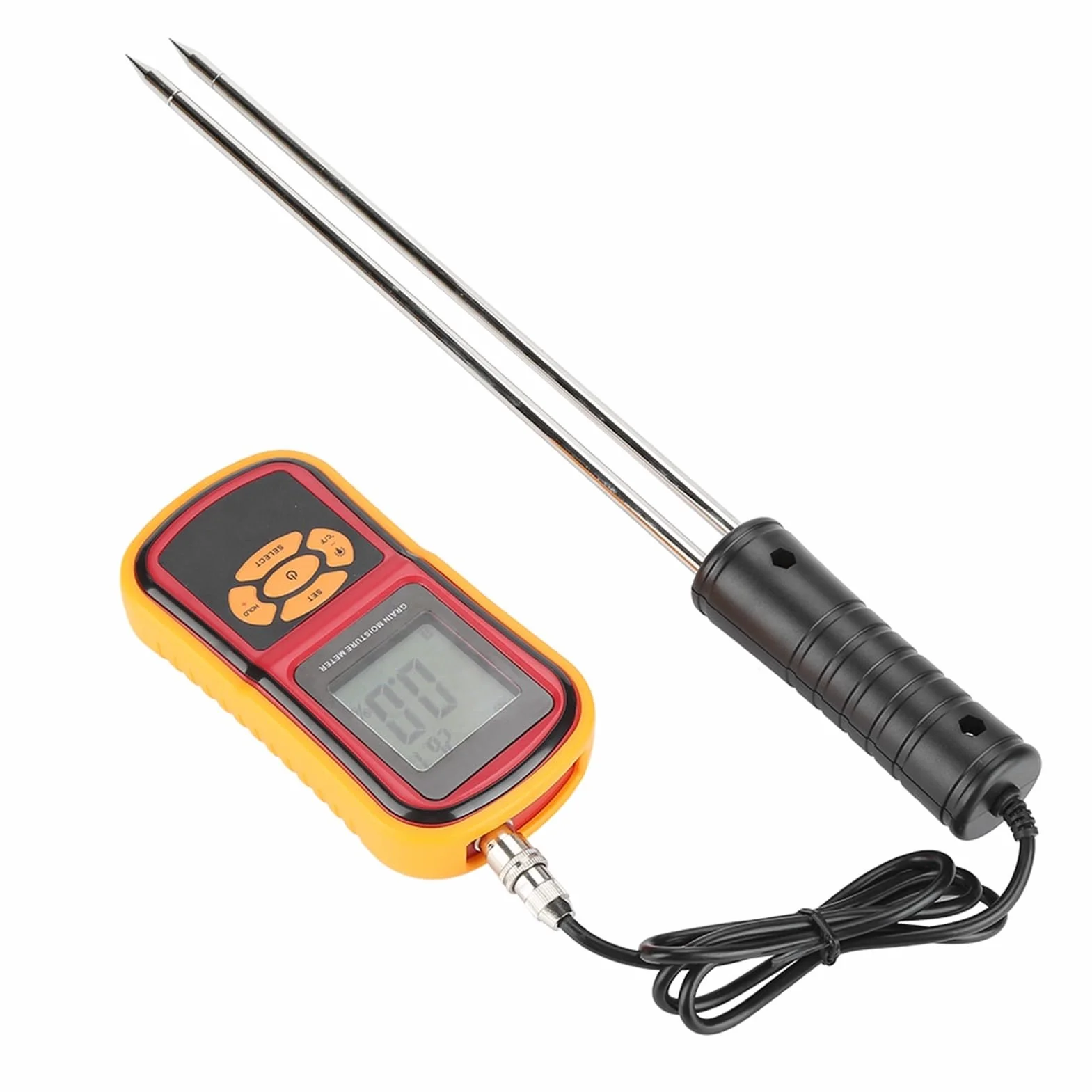 Feuchtigkeitsmessgerät, Tragbares digitales LCD-Feuchtigkeits- und Temperaturmessgerät for Getreide, Weizen, Reis, Mais Bohnen, LCD-Feuchtigkeitsmessgerät, Feuchtigkeitsmessgerät