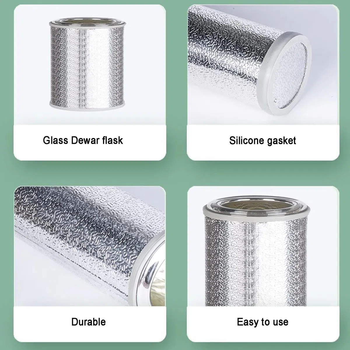 Labor-Dewargefäß, Zylindrisches Dewargefäß Aus Borosilikatglas Mit Vakuumversilbertem Einsatz Und Aluminiumboden, Zur Lagerung Von Trockeneis Und Flüssigstickstoff