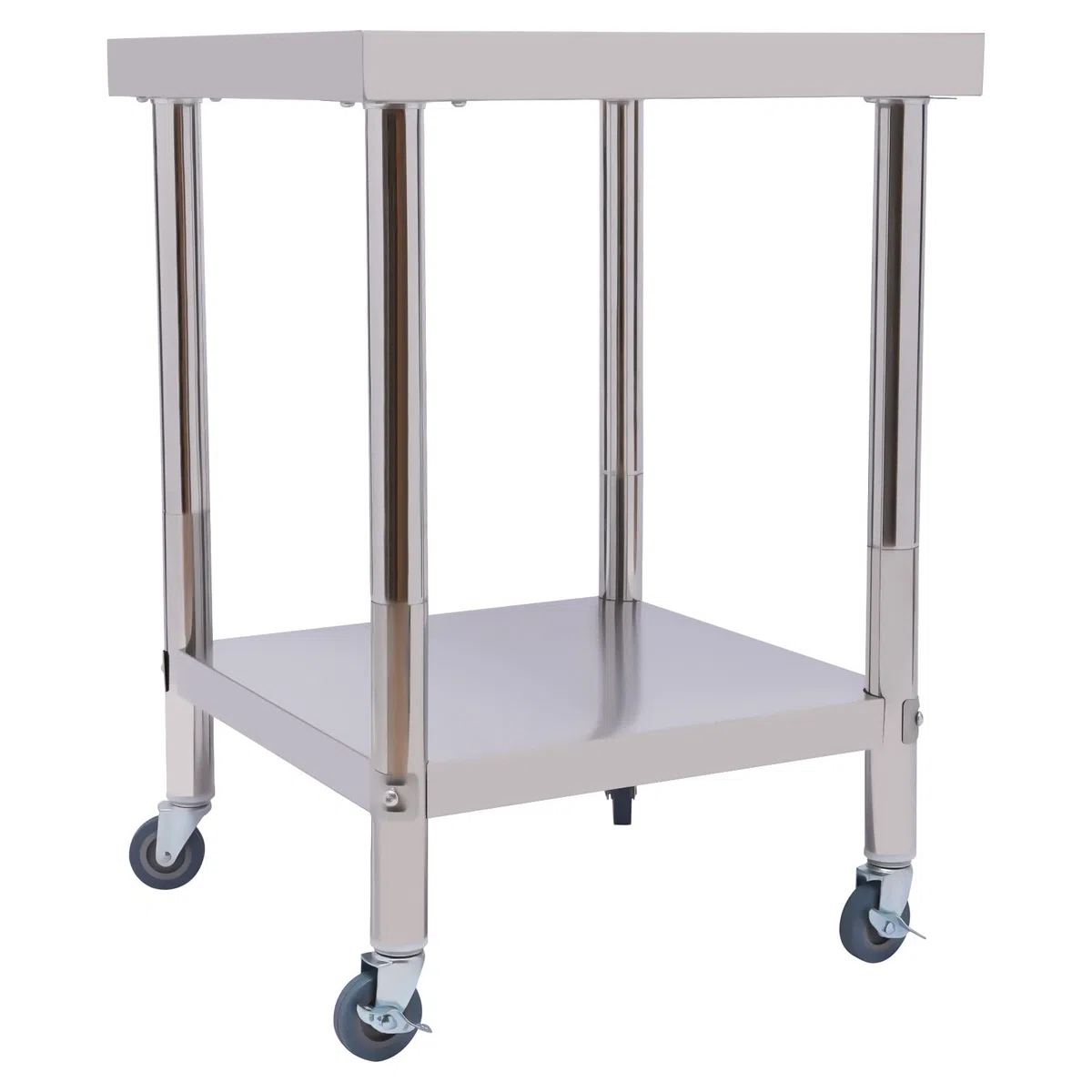 Futchoy Edelstahl Arbeitstisch mit 4 verstellabren Räder60x60x85cm Küchentisch mit extra großer unteren Ablagefläche 300kg Belastbar Gastro Küche Tisch Gastronomie Edelstahltisch