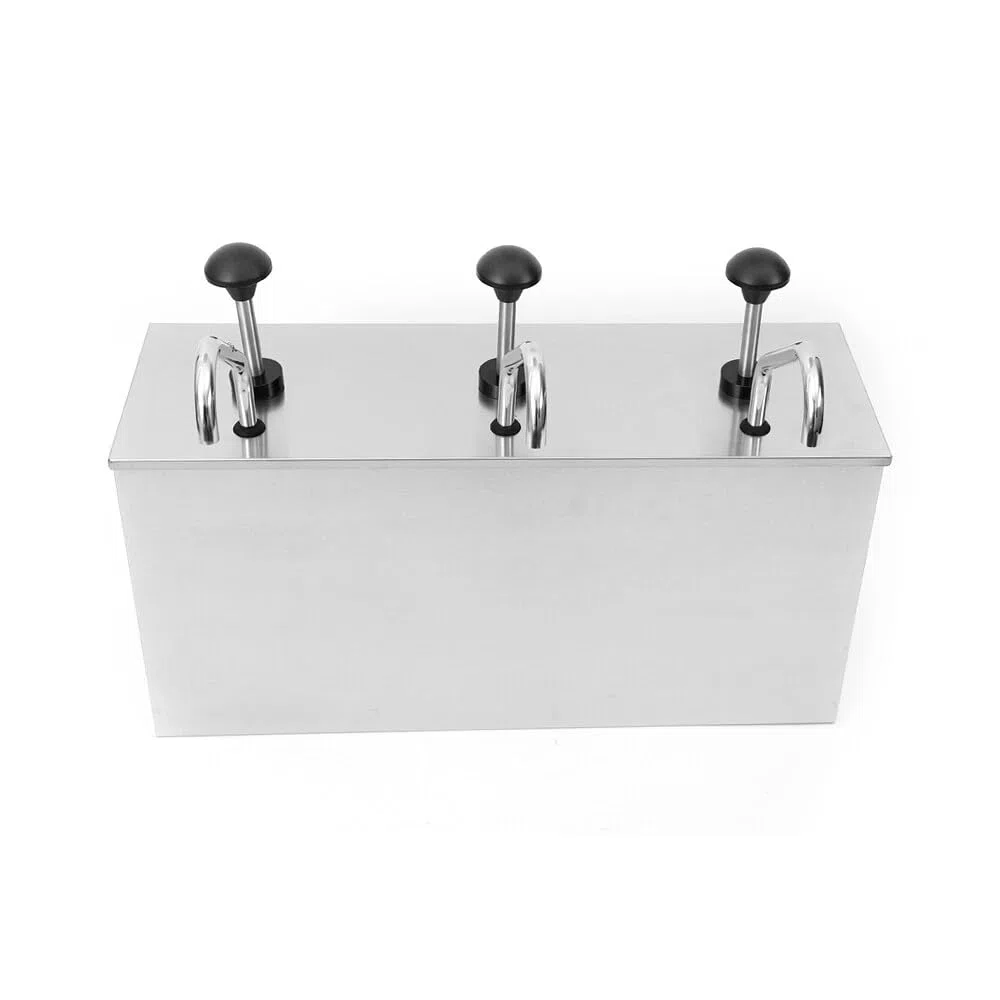 3x4 Liter Edelstahl Pump Saucenspender Soßenpumpenspender, Edelstahl Soßenspender Ketchup Spender Senf Behälter, Salatdressings Mayonaise Sauciere Dispenser, für Küchen, Hotel, Restaurant