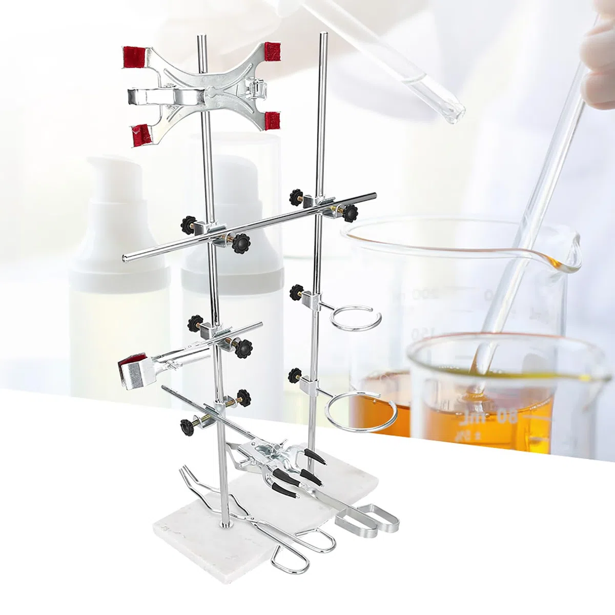 Laborständer, Multifunktionales Chemie-Biologie-Experimentiergerät mit Zubehör, Ideal für Schullabore und Forschungseinrichtungen
