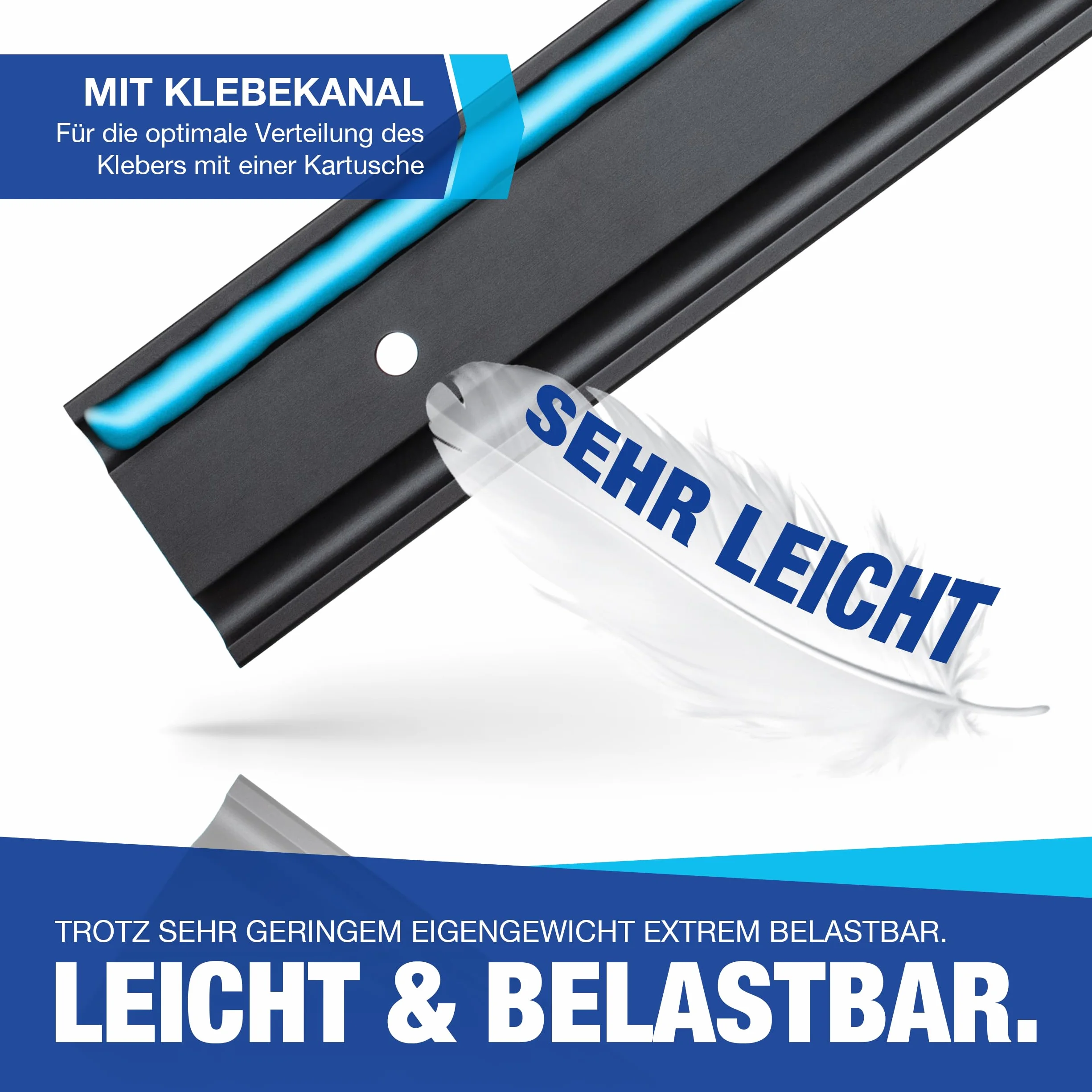NTG Airlineschiene 1m / 1000mm halbrund Alu -TÜV Zertifiziert- Sparset Anhängerzubehör Ladungssicherung Aluschiene LKW PKW Transporter Wohnmobil - m. Bohrungen Schwarz eloxiert
