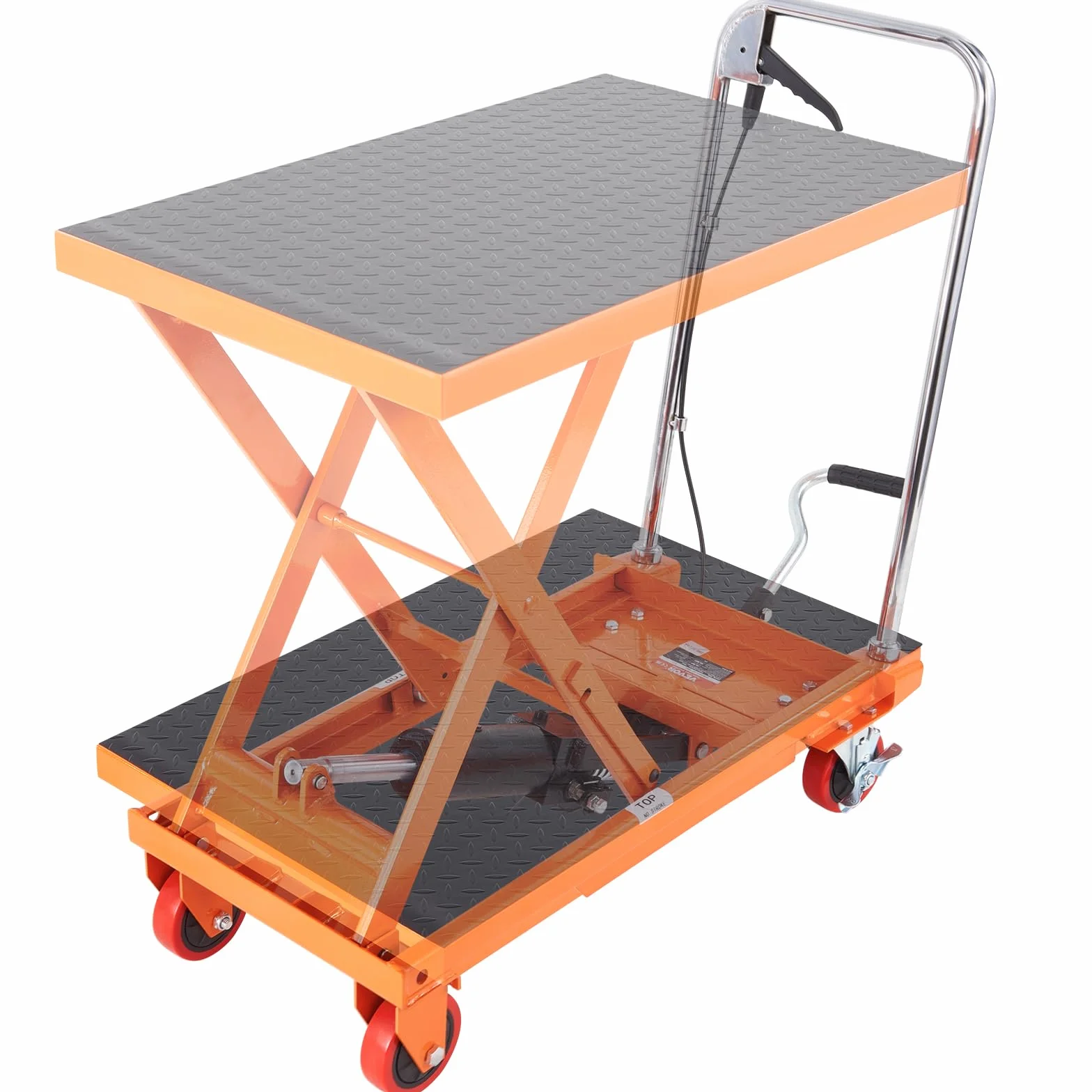 VEVOR Scherenhubtisch hydraulisch 230 kg Tragfähigkeit Hubtischwagen 220–720 mm Hubbereich Hubtisch Werkstatt 700 x 450 mm Plattform Scherenhubwagen Einzelschere für Fabriken Lagerhäuser Supermärkte